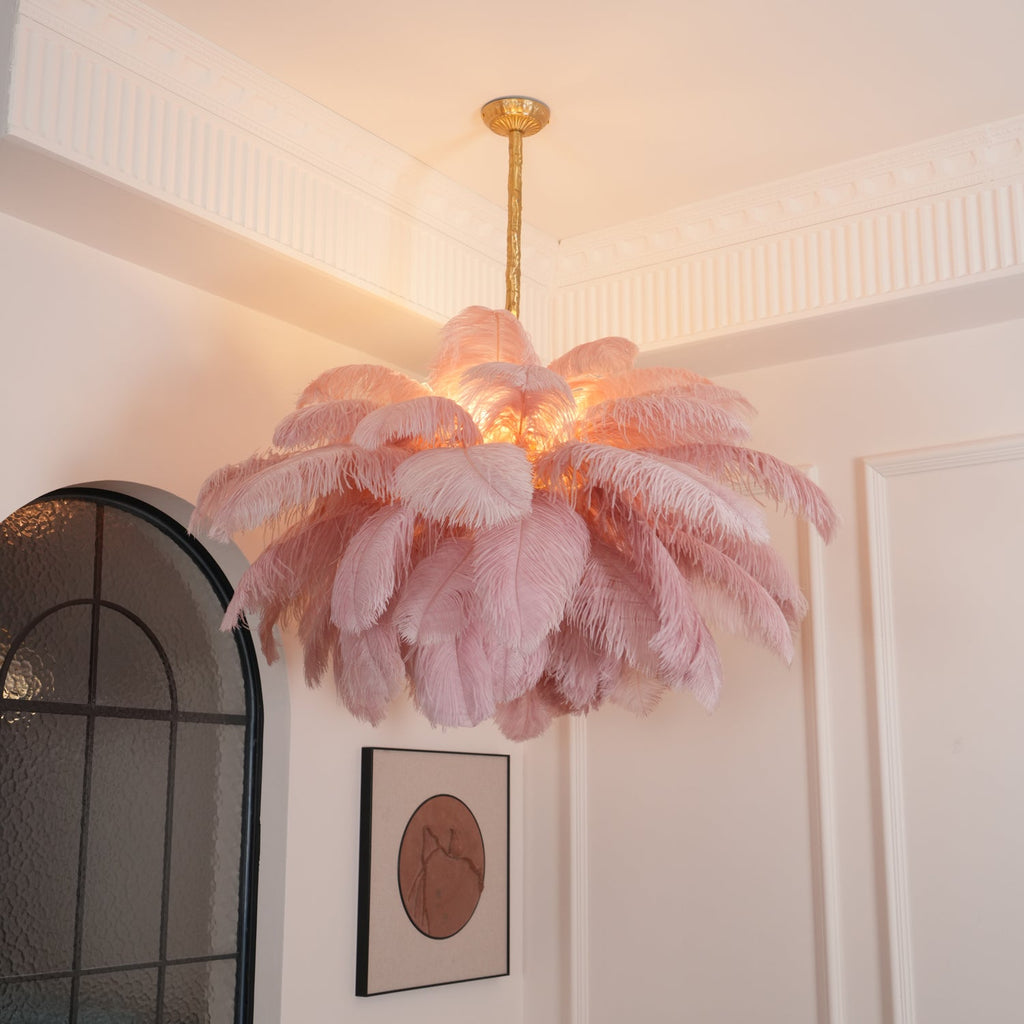 Ostrich Feather Ceiling Pendant Lighting Lobby