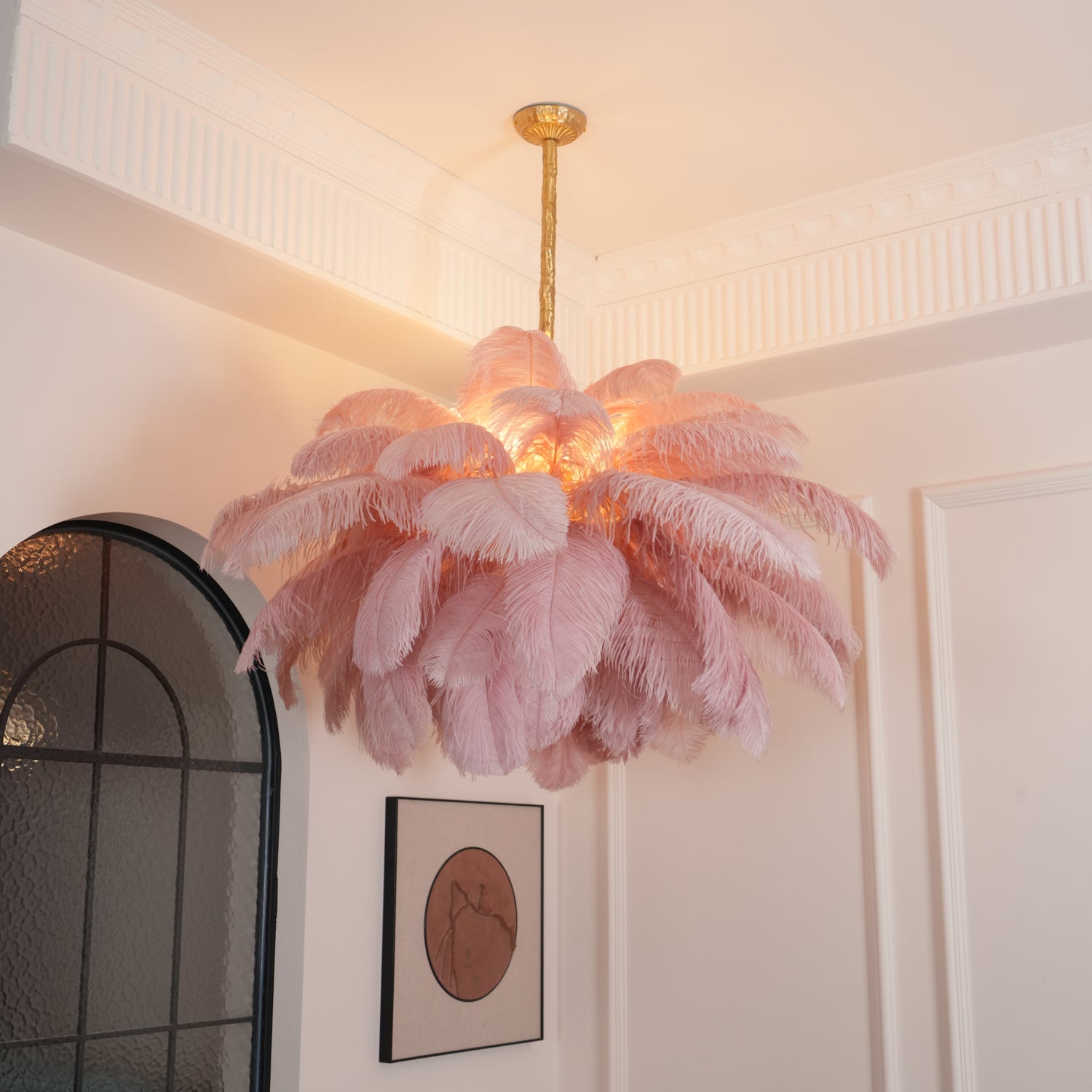 Ostrich Feather Ceiling Pendant Lighting Lobby