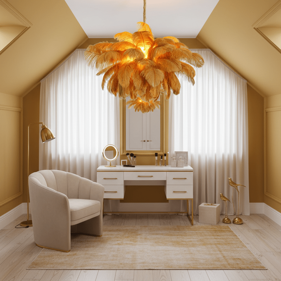 Ostrich Feather Ceiling Pendant Lighting Lobby