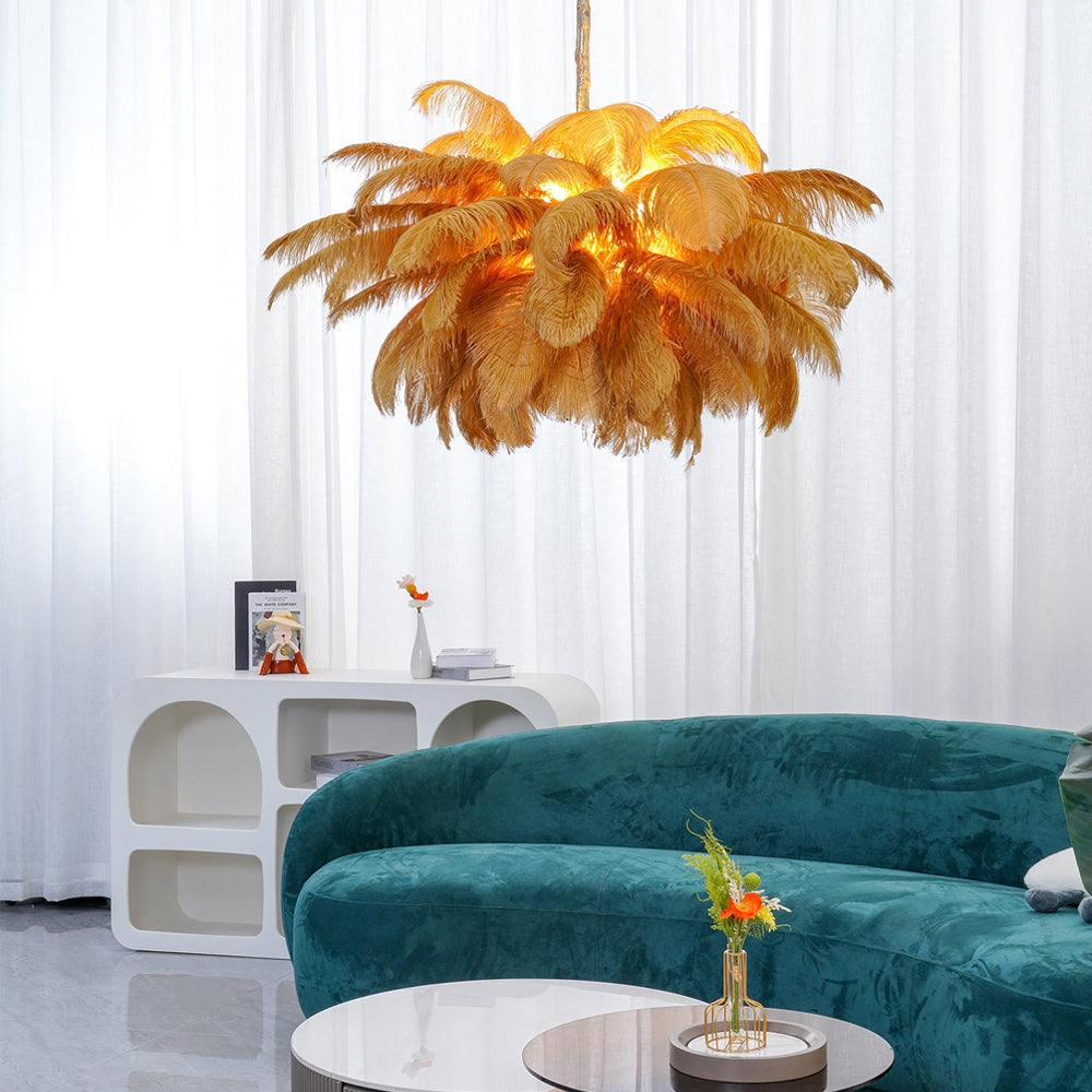 Ostrich Feather Ceiling Pendant Lighting Lobby