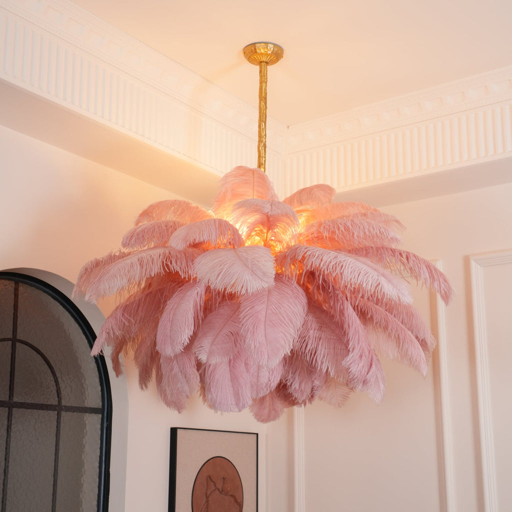 Ostrich Feather Ceiling Pendant Lighting Lobby