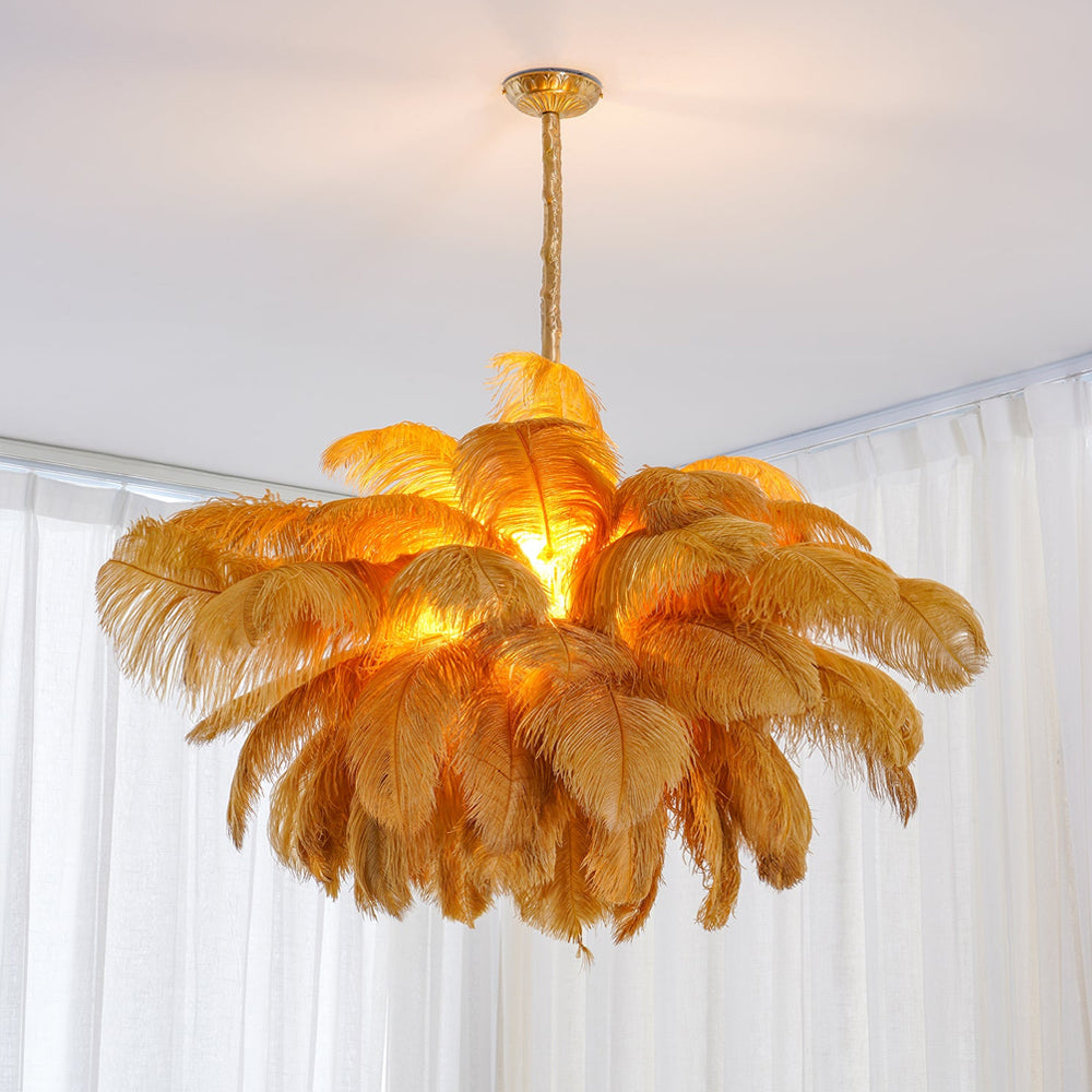 Ostrich Feather Ceiling Pendant Lighting Lobby