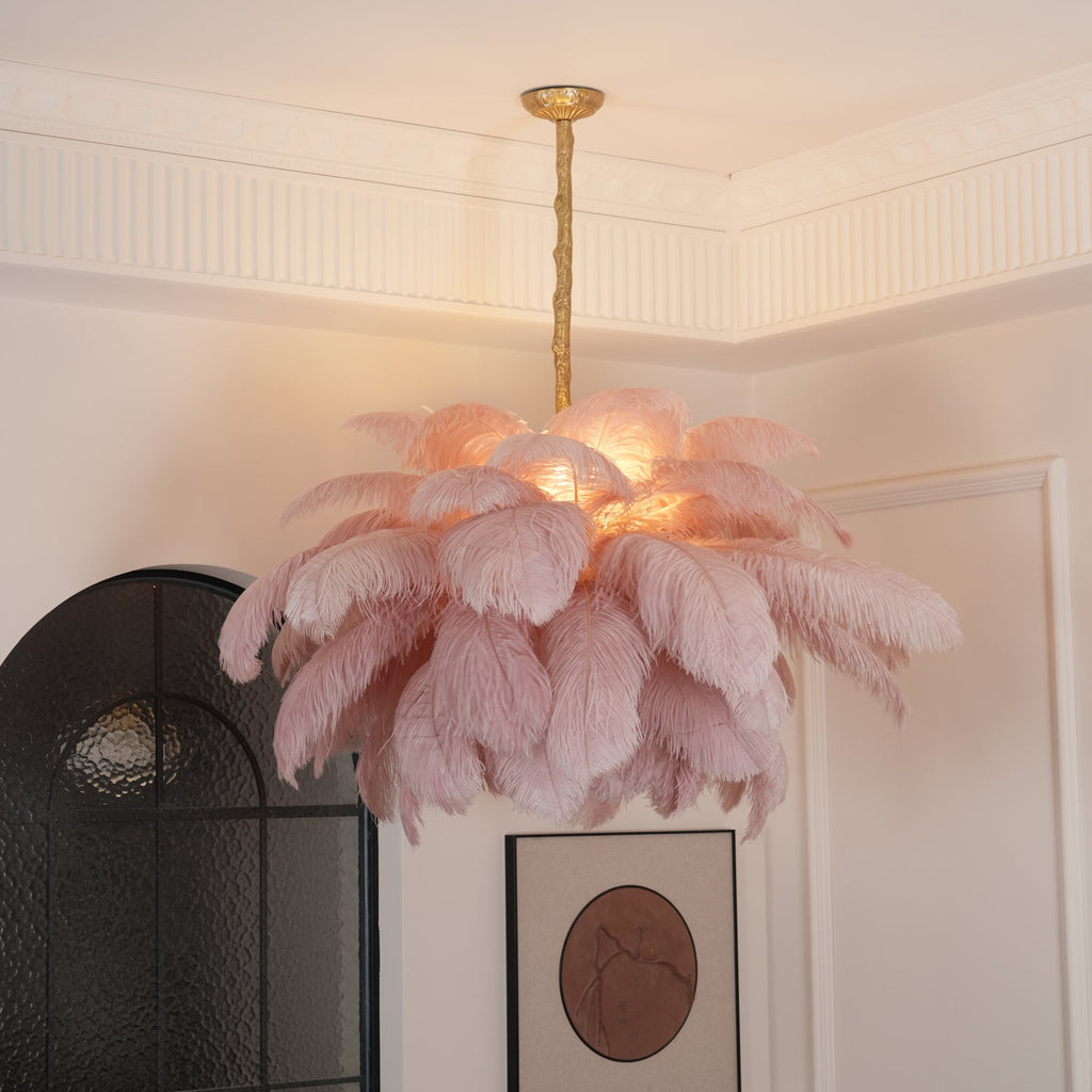 Ostrich Feather Ceiling Pendant Lighting Lobby