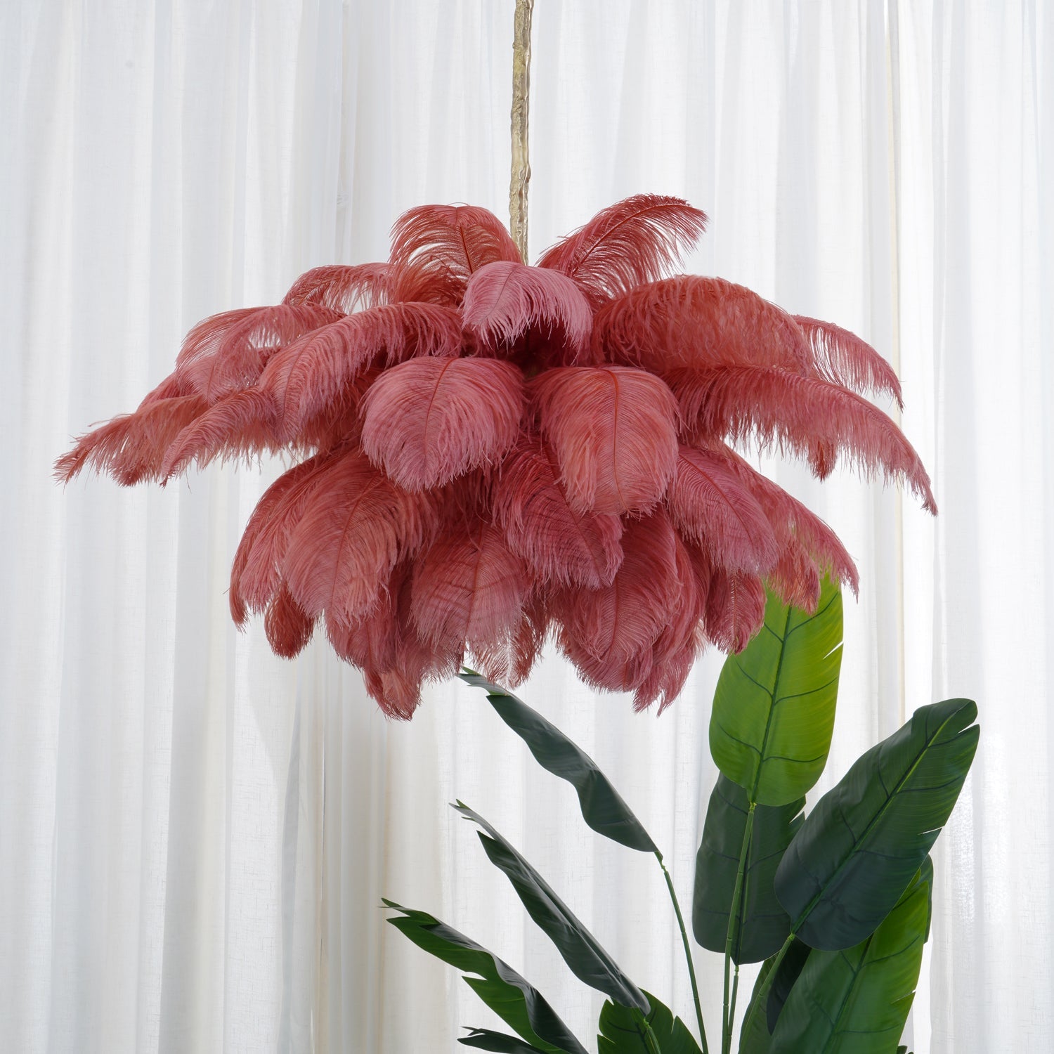 Ostrich Feather Ceiling Pendant Lighting Lobby