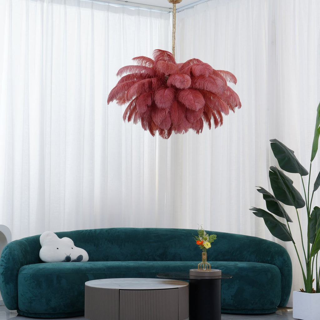 Ostrich Feather Ceiling Pendant Lighting Lobby