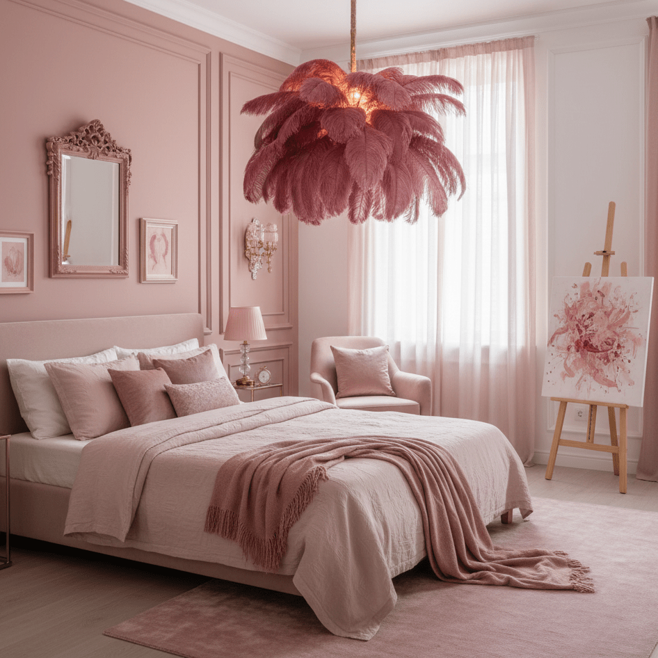 Ostrich Feather Ceiling Pendant Lighting Lobby