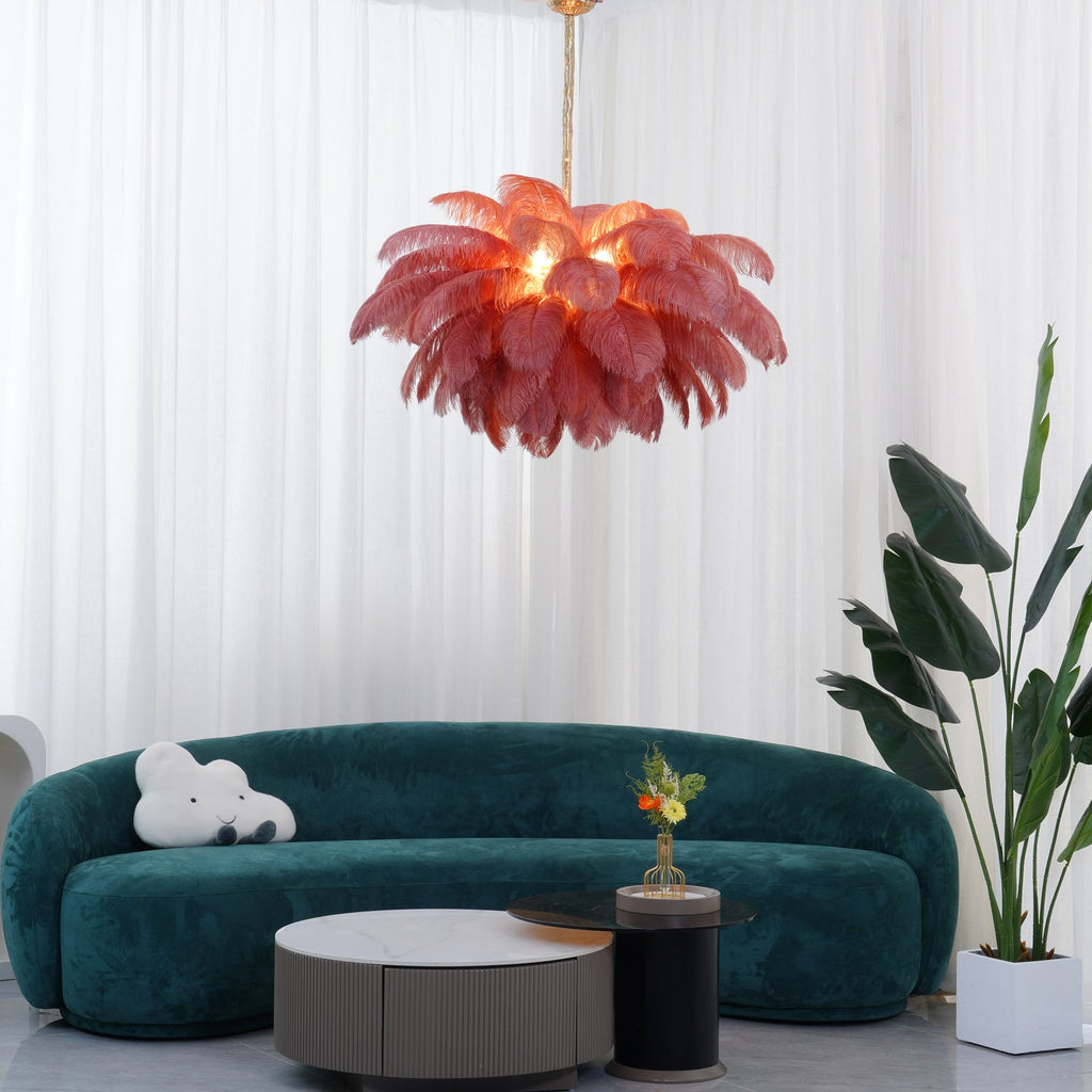 Ostrich Feather Ceiling Pendant Lighting Lobby