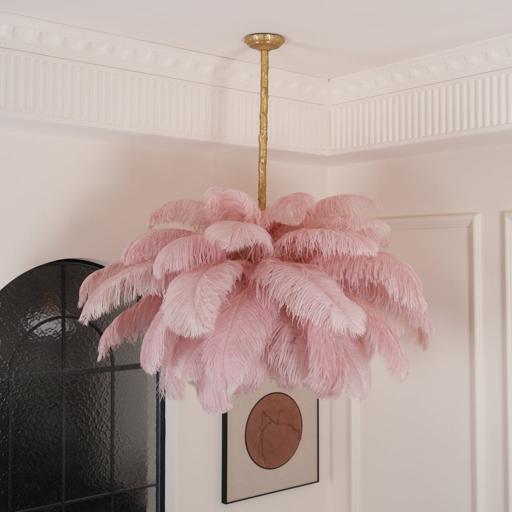 Ostrich Feather Ceiling Pendant Lighting Lobby