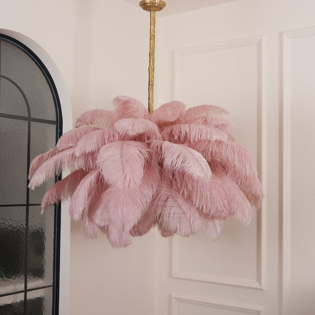 Ostrich Feather Ceiling Pendant Lighting Lobby