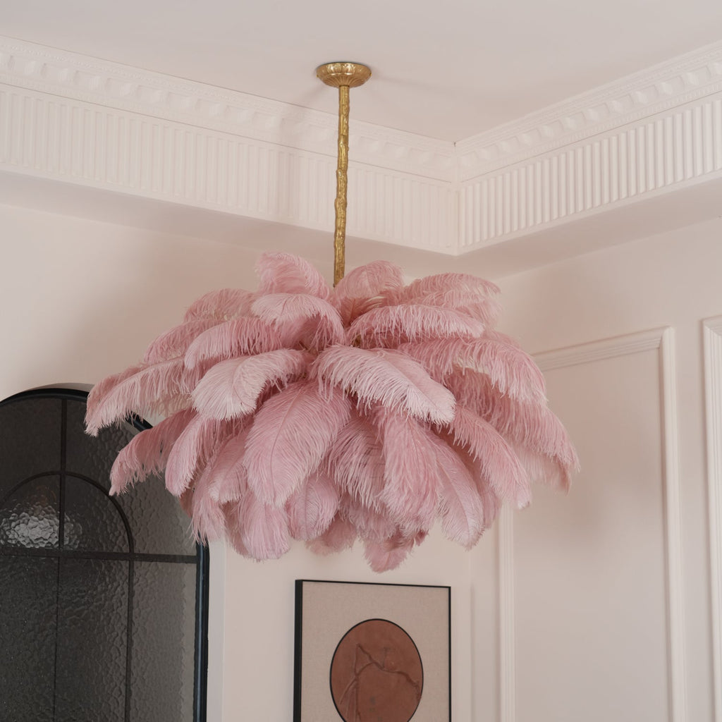 Ostrich Feather Ceiling Pendant Lighting Lobby
