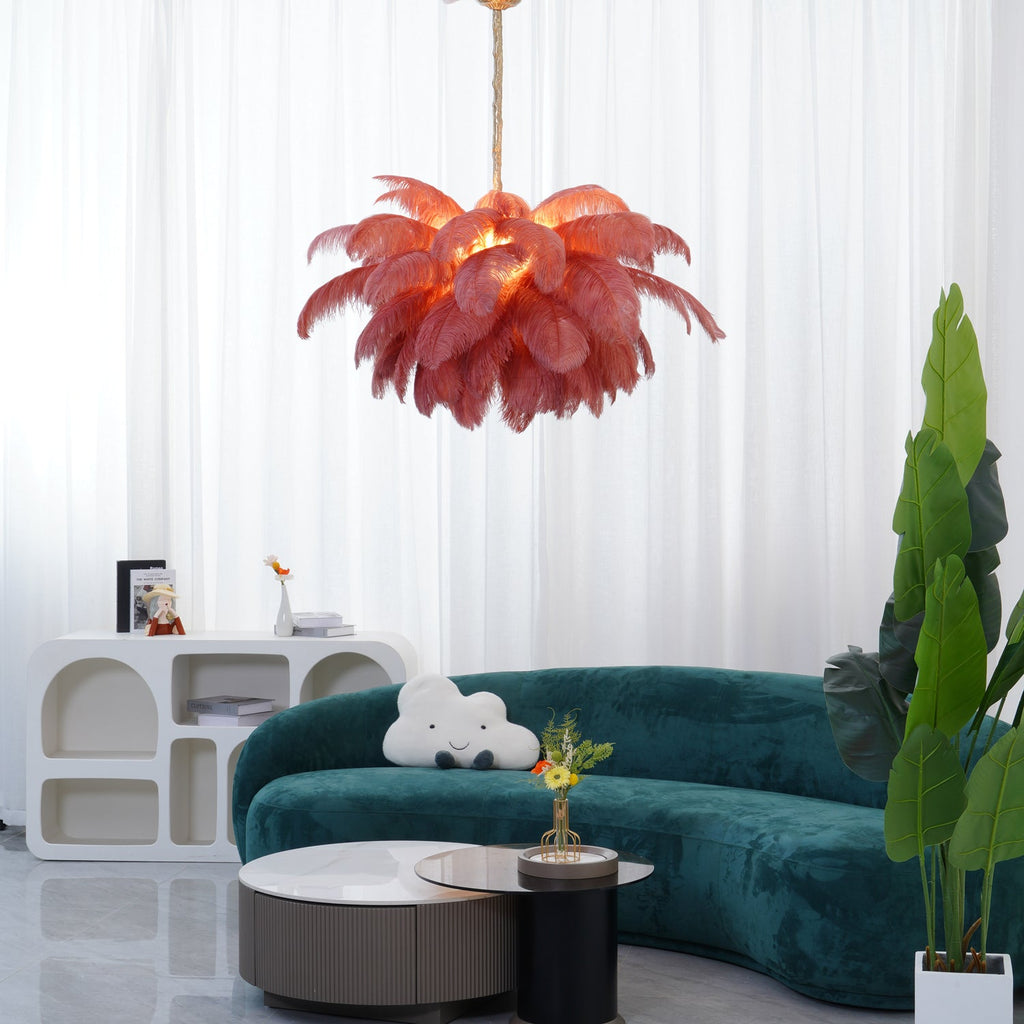 Ostrich Feather Ceiling Pendant Lighting Lobby