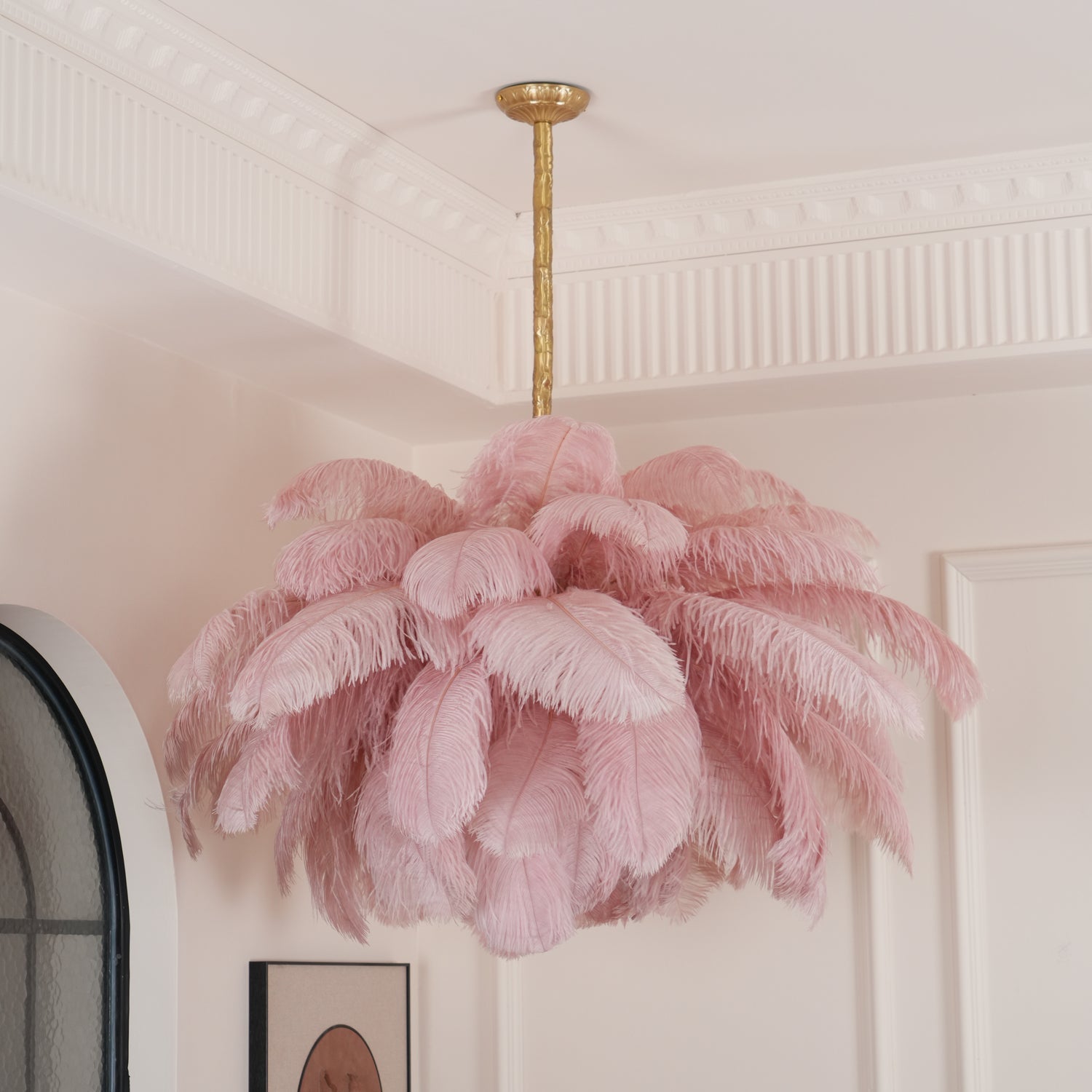 Ostrich Feather Ceiling Pendant Lighting Lobby