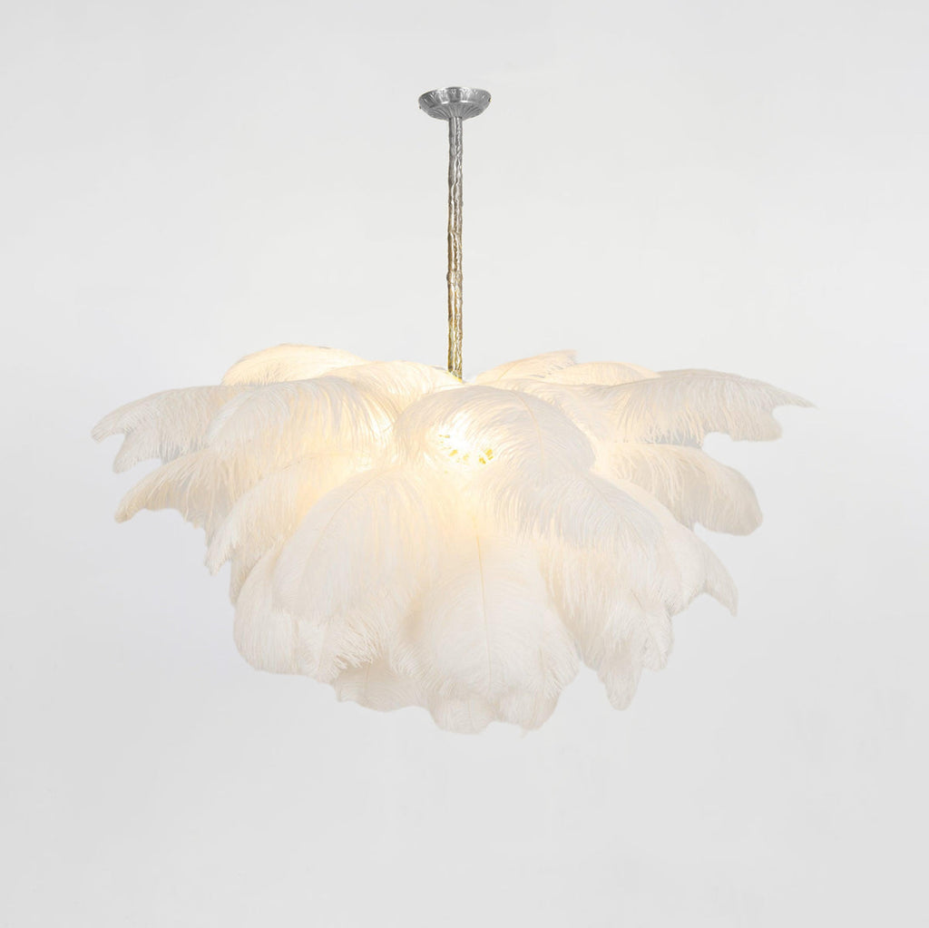 Ostrich Feather Ceiling Pendant Lighting Lobby