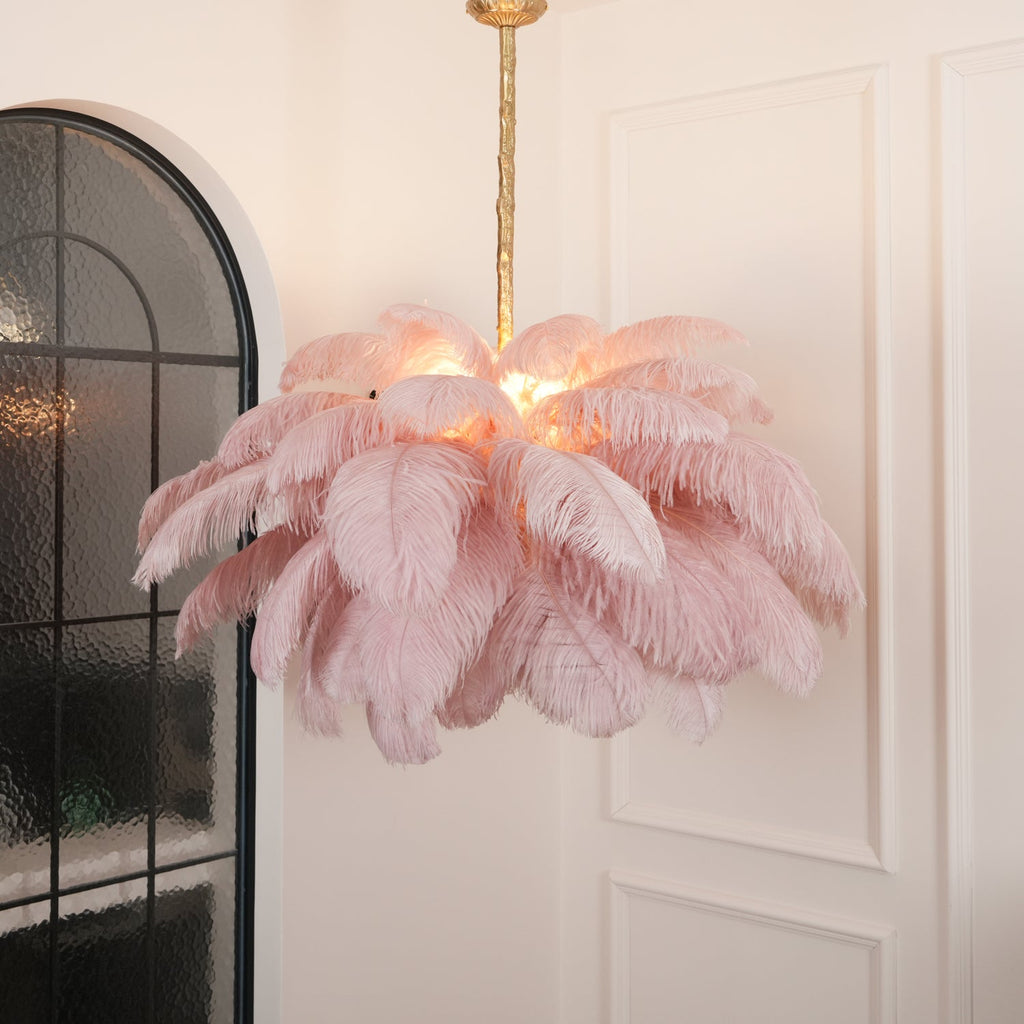 Ostrich Feather Ceiling Pendant Lighting Lobby