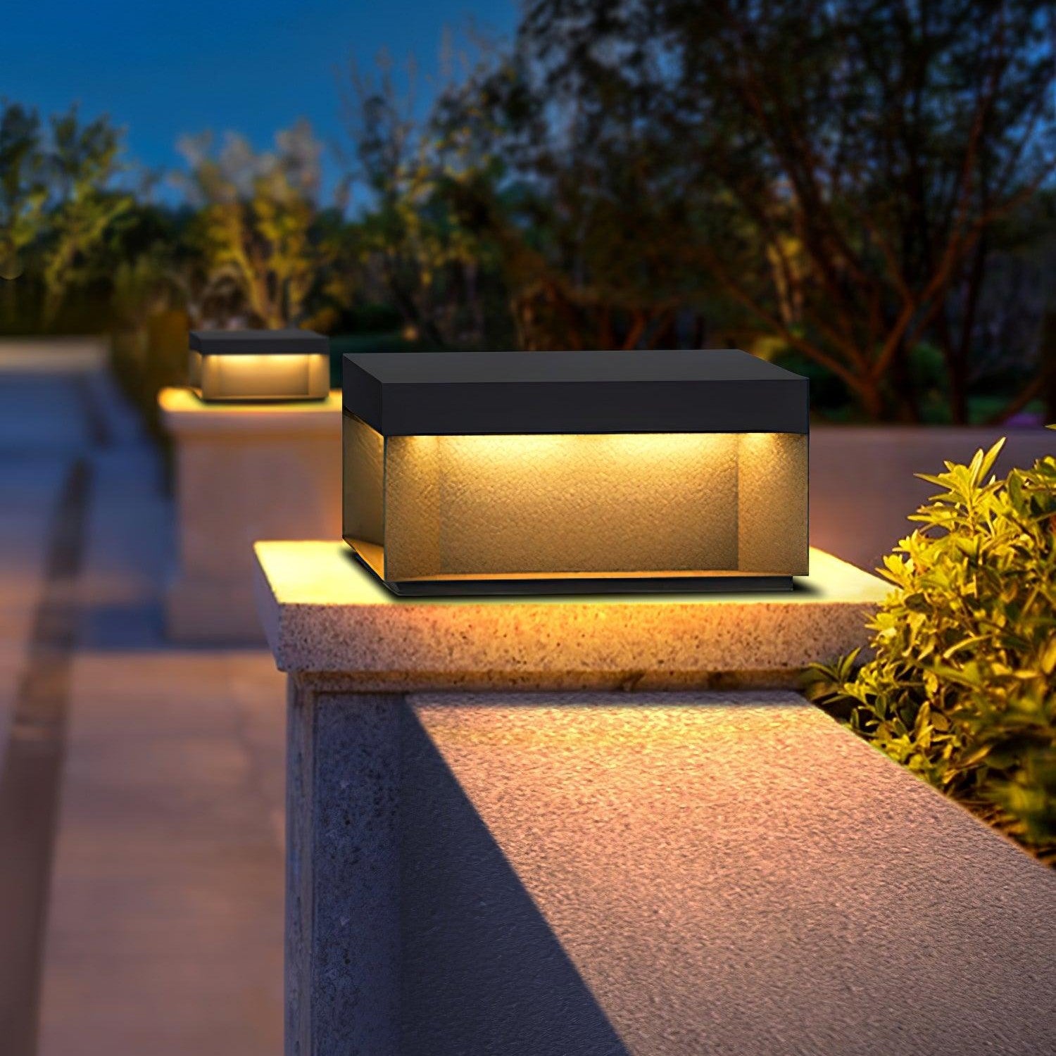 Outdoor Black Box Lamp Post Lighting Lobby