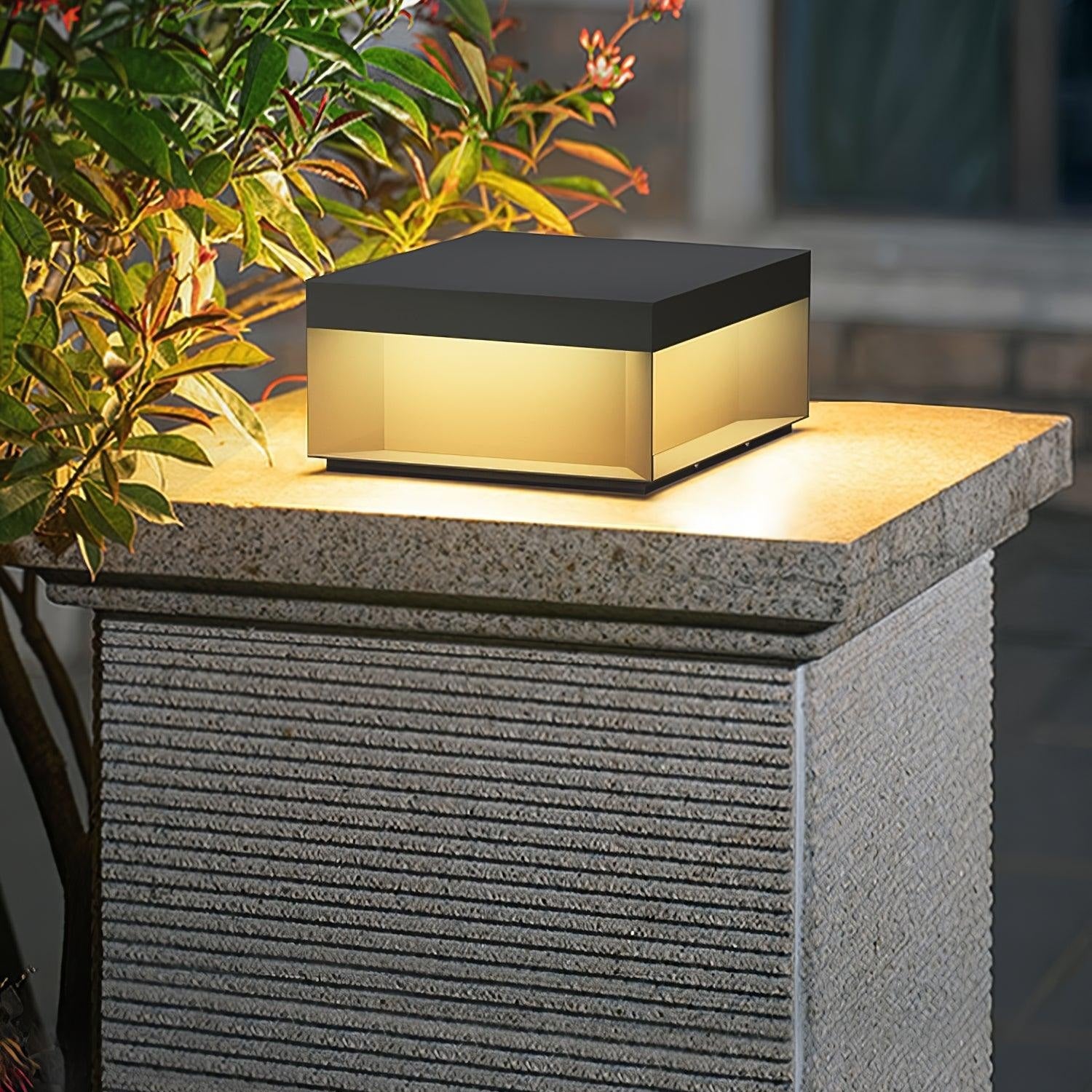 Outdoor Black Box Lamp Post Lighting Lobby