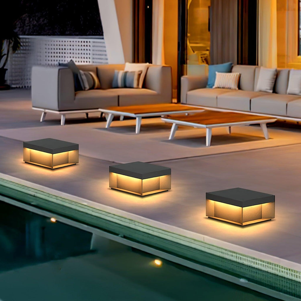 Outdoor Black Box Lamp Post Lighting Lobby