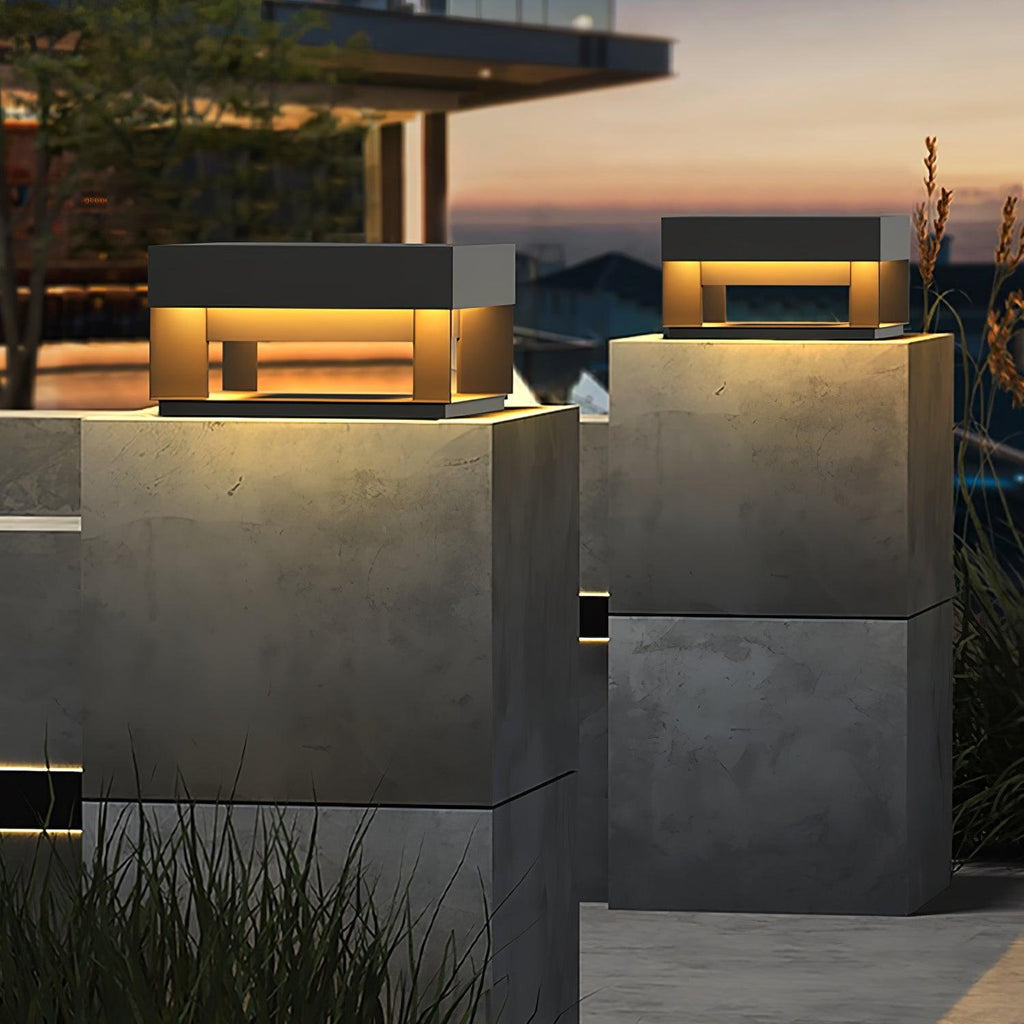 Outdoor Black Box Lamp Post Lighting Lobby