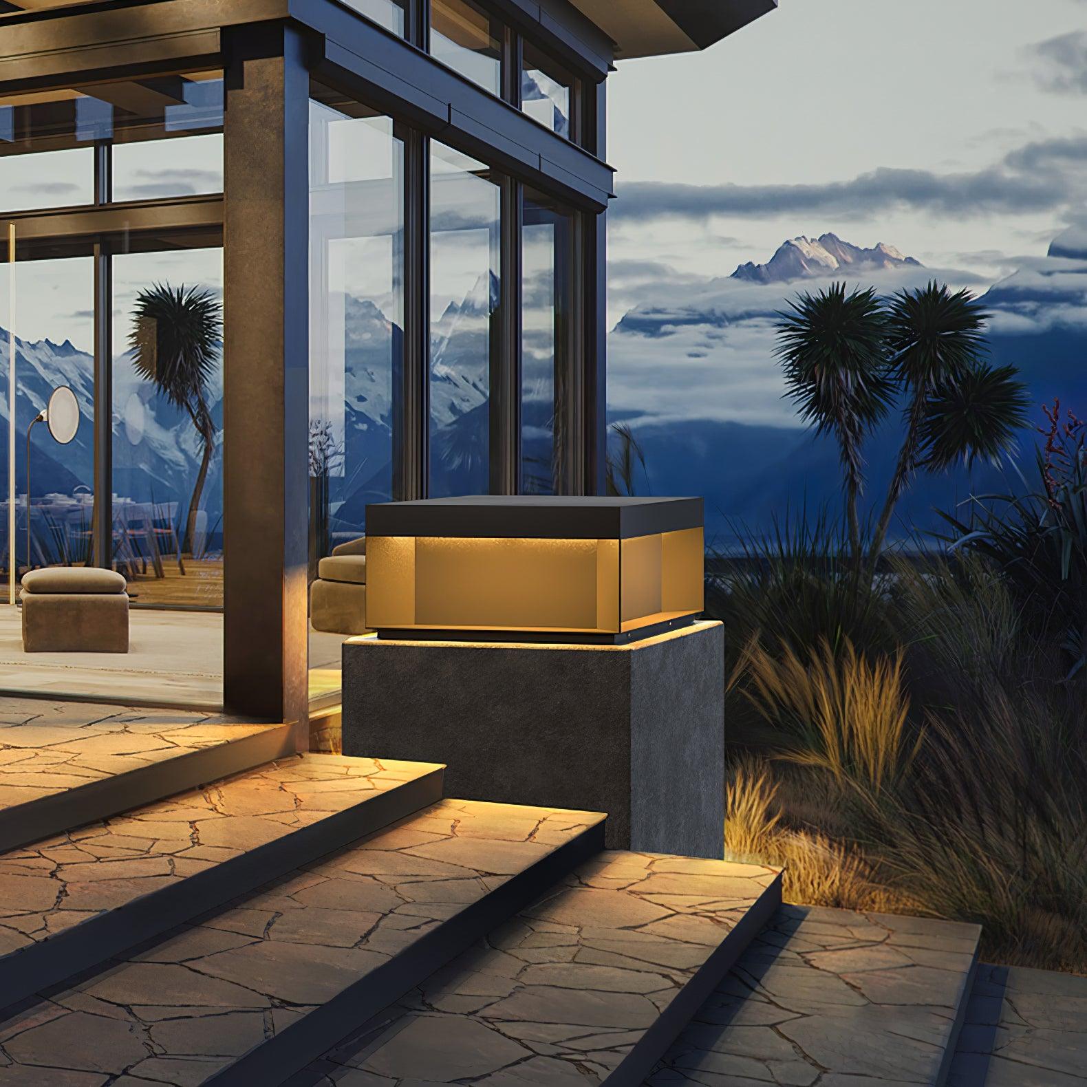 Outdoor Black Box Lamp Post Lighting Lobby