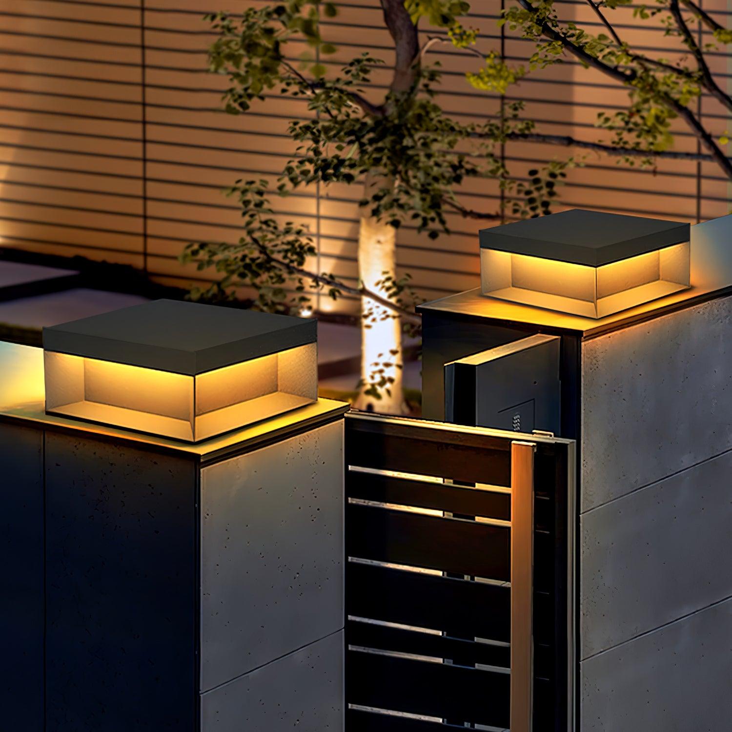 Outdoor Black Box Lamp Post Lighting Lobby
