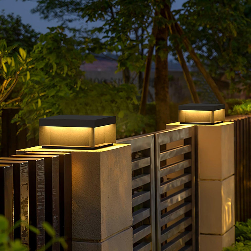 Outdoor Black Box Lamp Post Lighting Lobby
