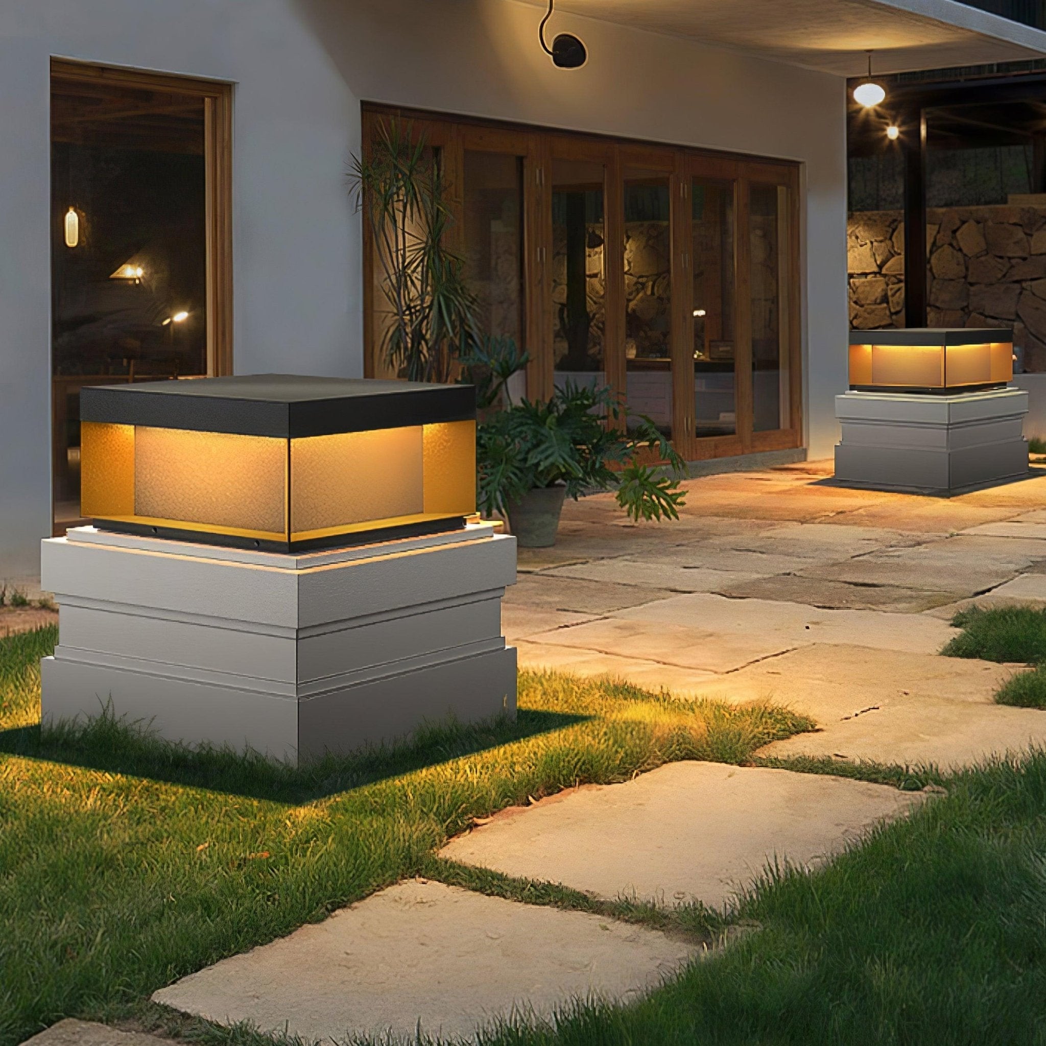 Outdoor Black Box Lamp Post Lighting Lobby