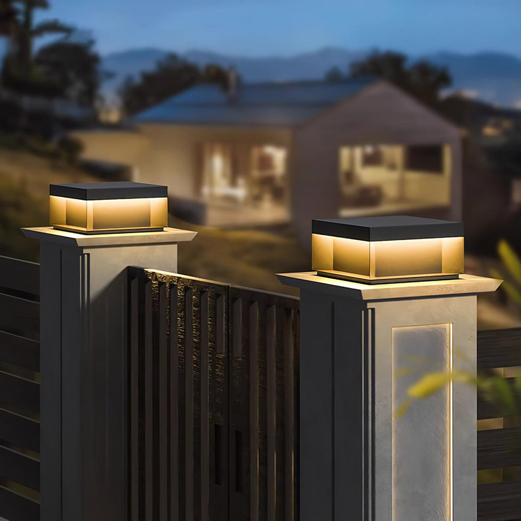 Outdoor Black Box Lamp Post Lighting Lobby