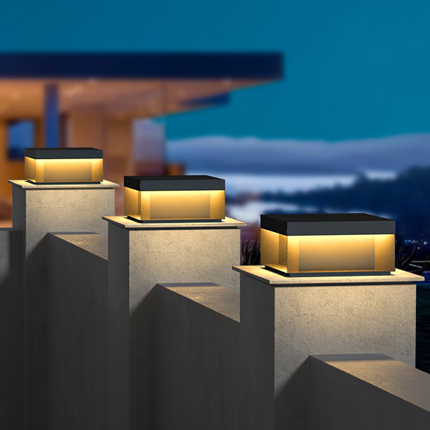 Outdoor Black Box Lamp Post Lighting Lobby