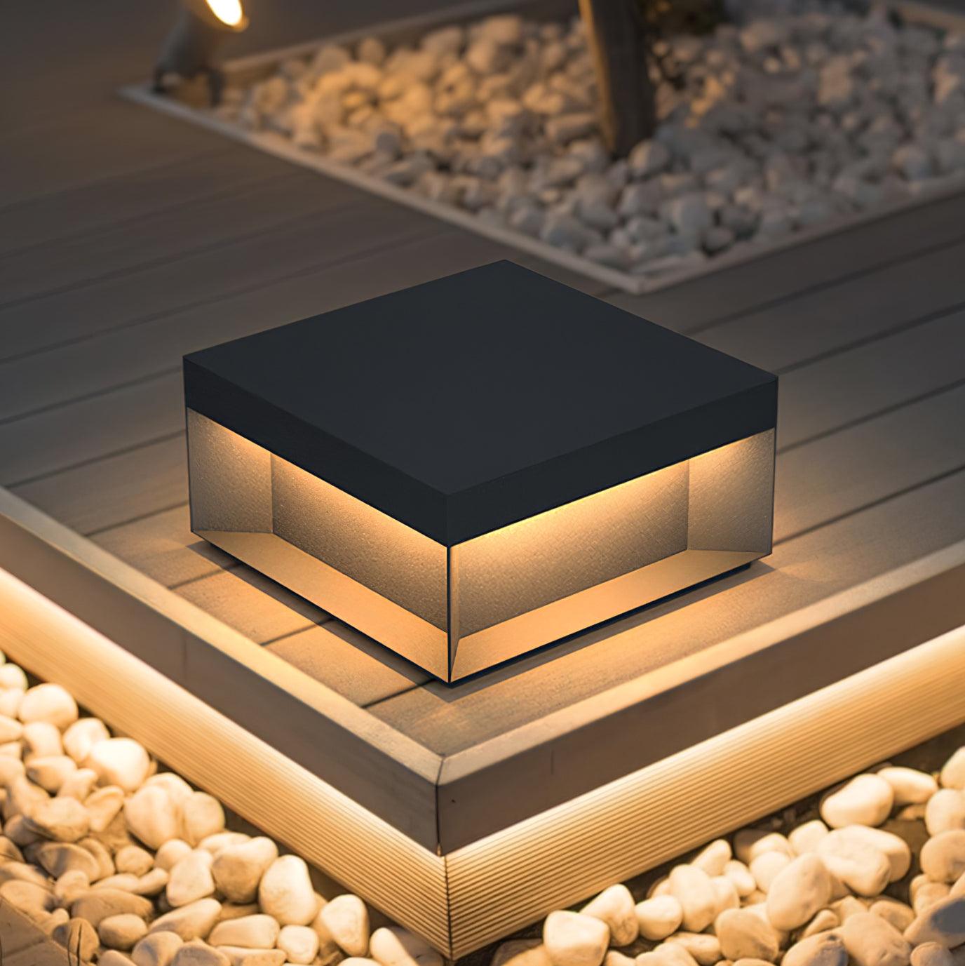 Outdoor Black Box Lamp Post Lighting Lobby