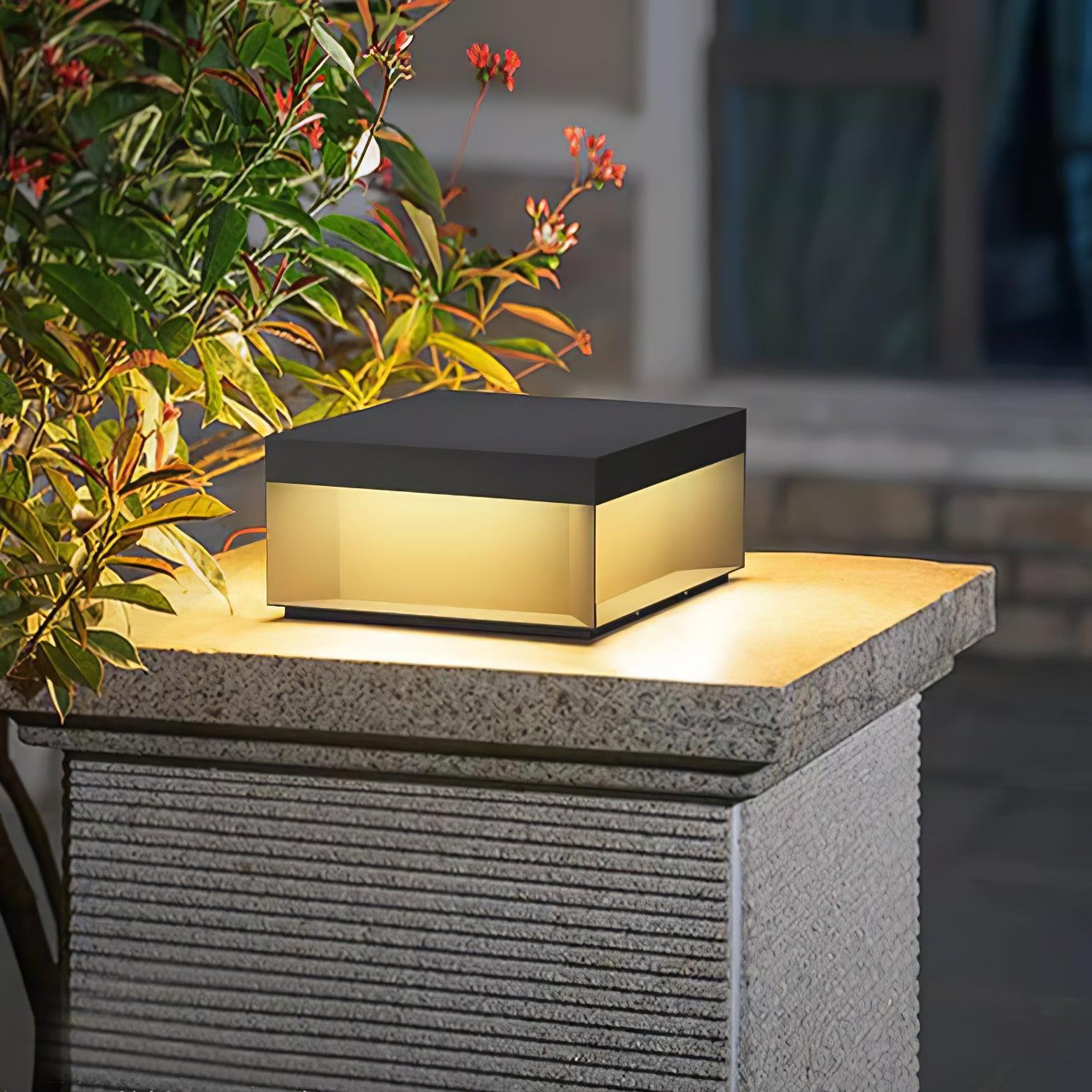 Outdoor Black Box Lamp Post Lighting Lobby