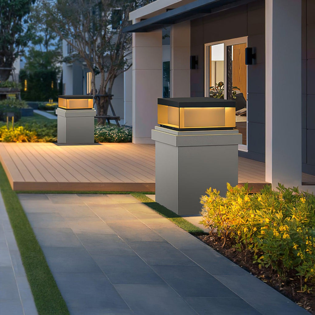 Outdoor Black Box Lamp Post Lighting Lobby