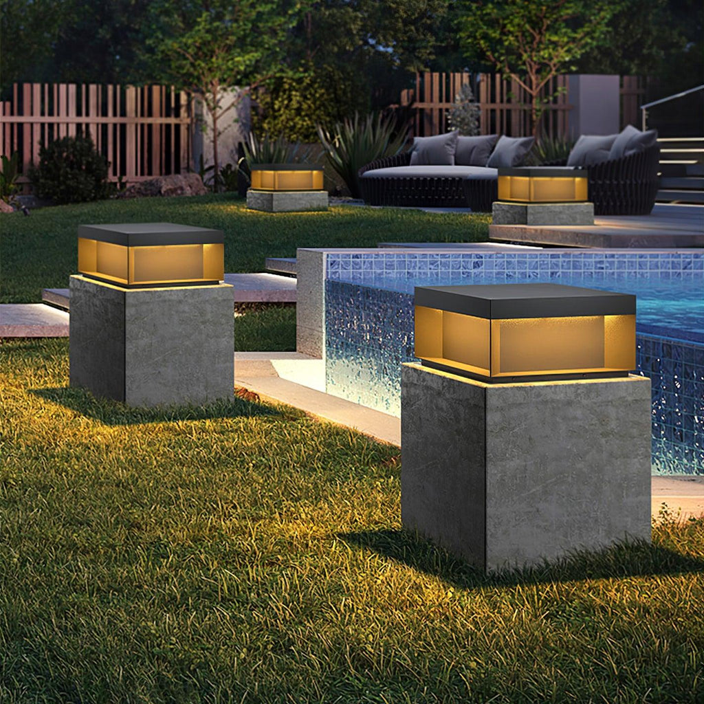 Outdoor Black Box Lamp Post Lighting Lobby
