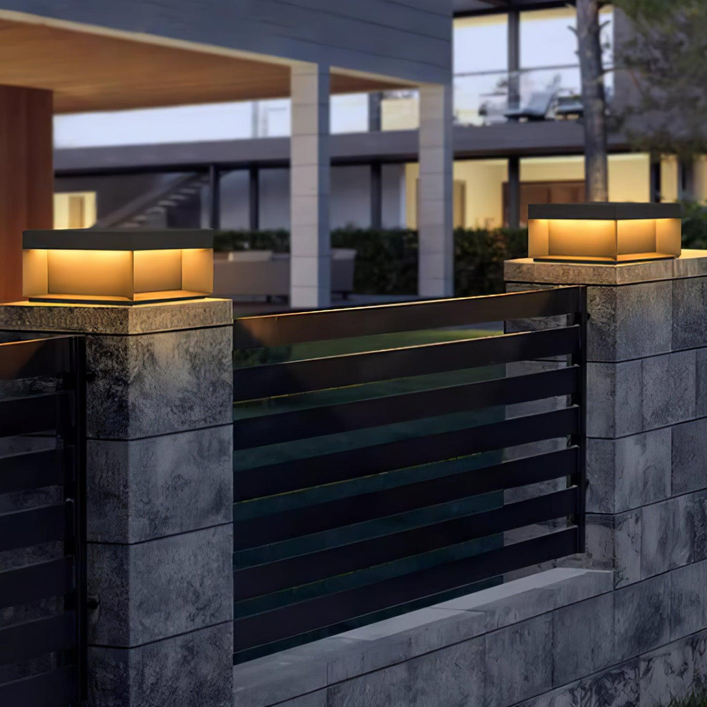 Outdoor Black Box Lamp Post Lighting Lobby
