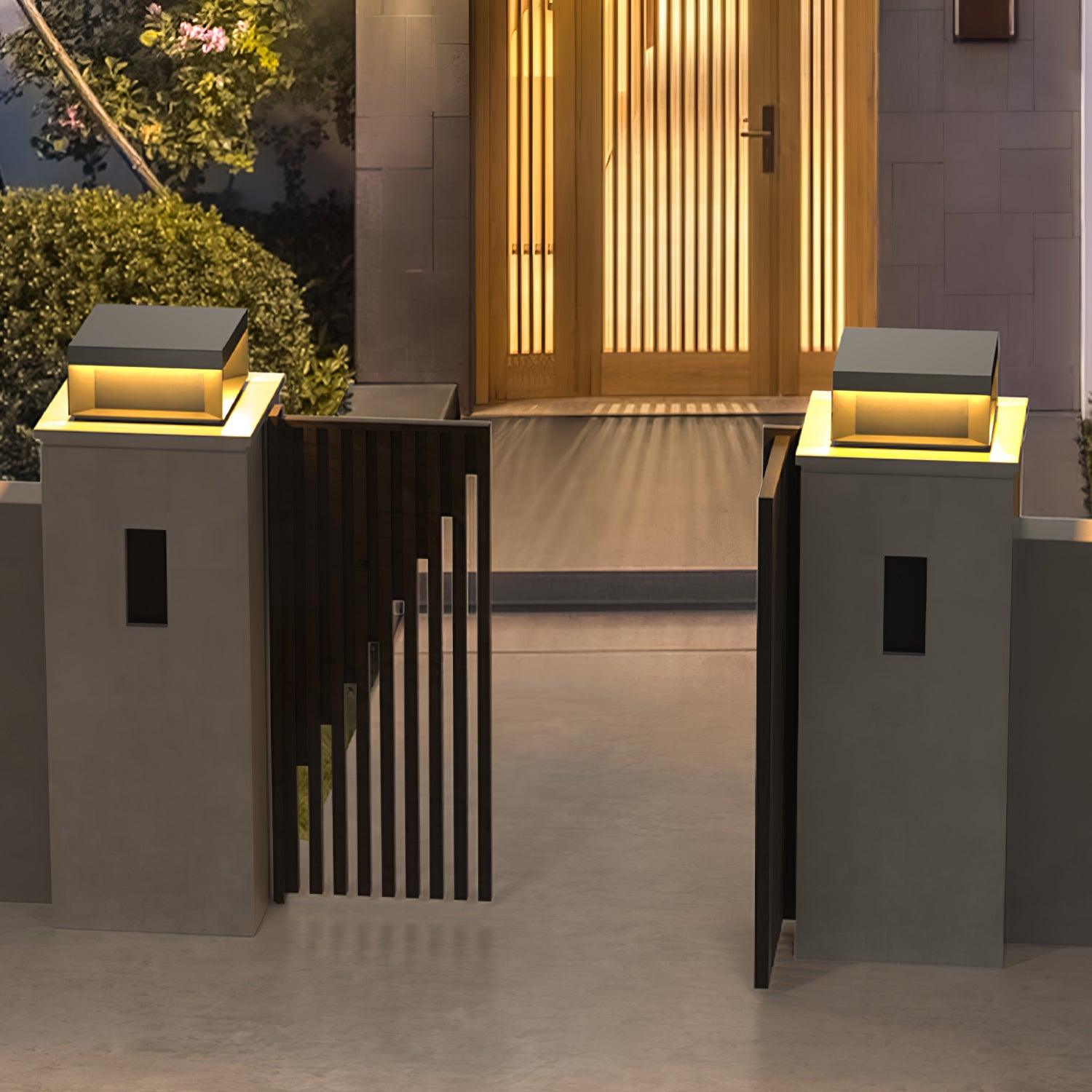 Outdoor Black Box Lamp Post Lighting Lobby