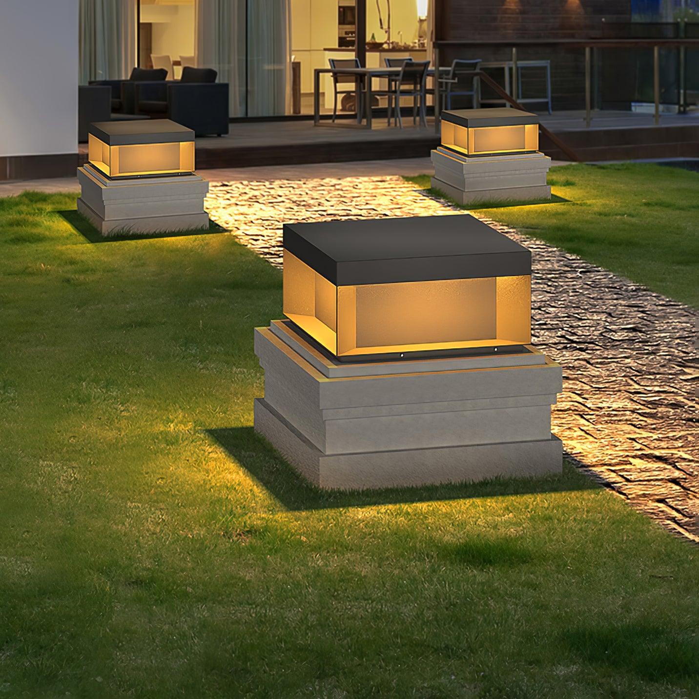 Outdoor Black Box Lamp Post Lighting Lobby