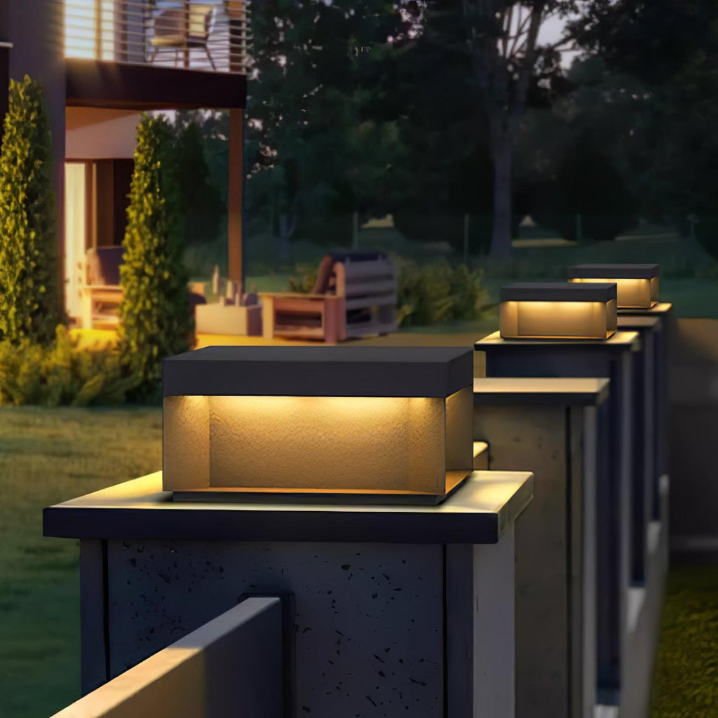 Outdoor Black Box Lamp Post Lighting Lobby