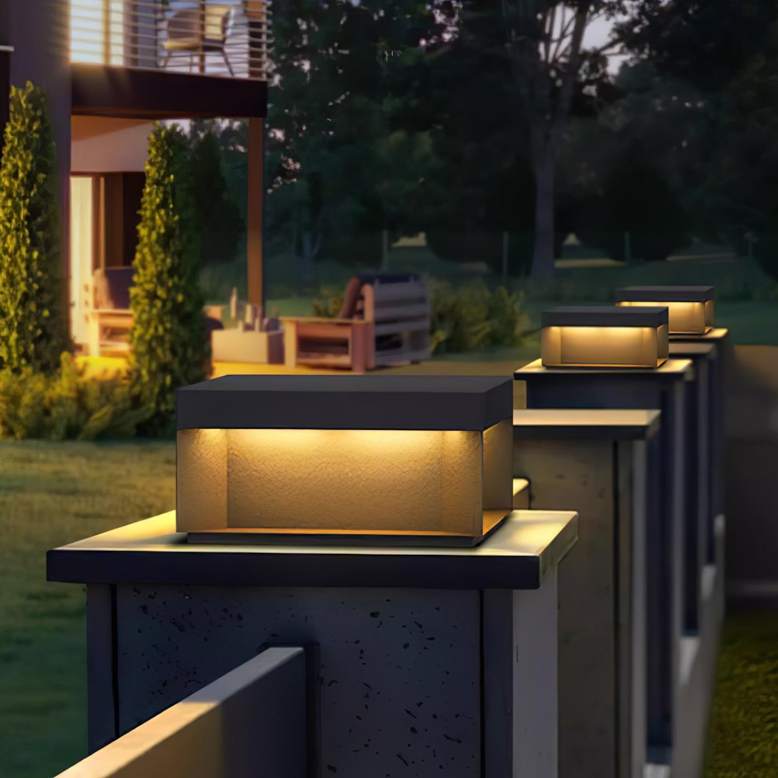 Outdoor Black Box Lamp Post Lighting Lobby