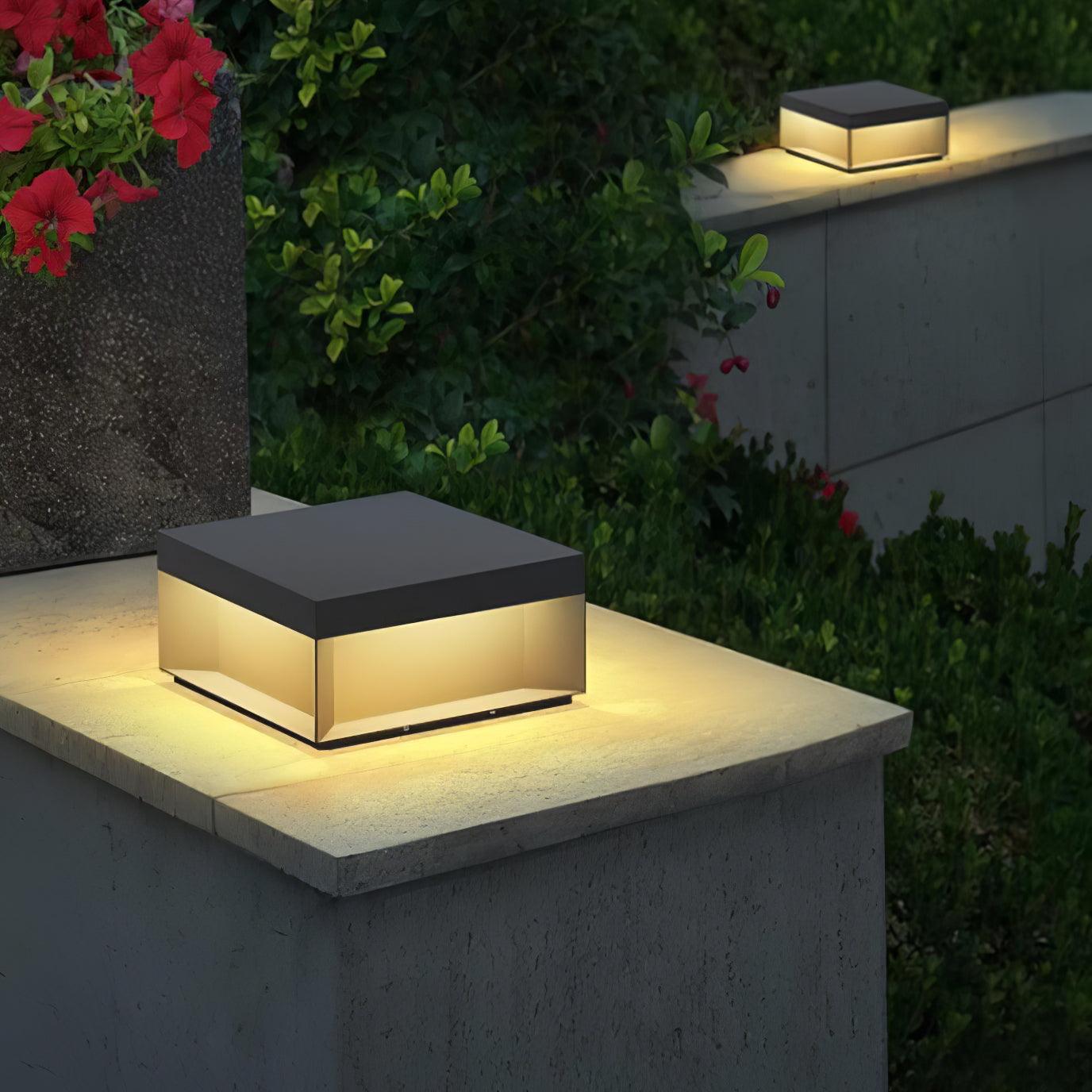 Outdoor Black Box Lamp Post Lighting Lobby