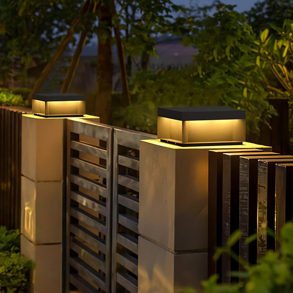 Outdoor Black Box Lamp Post Lighting Lobby