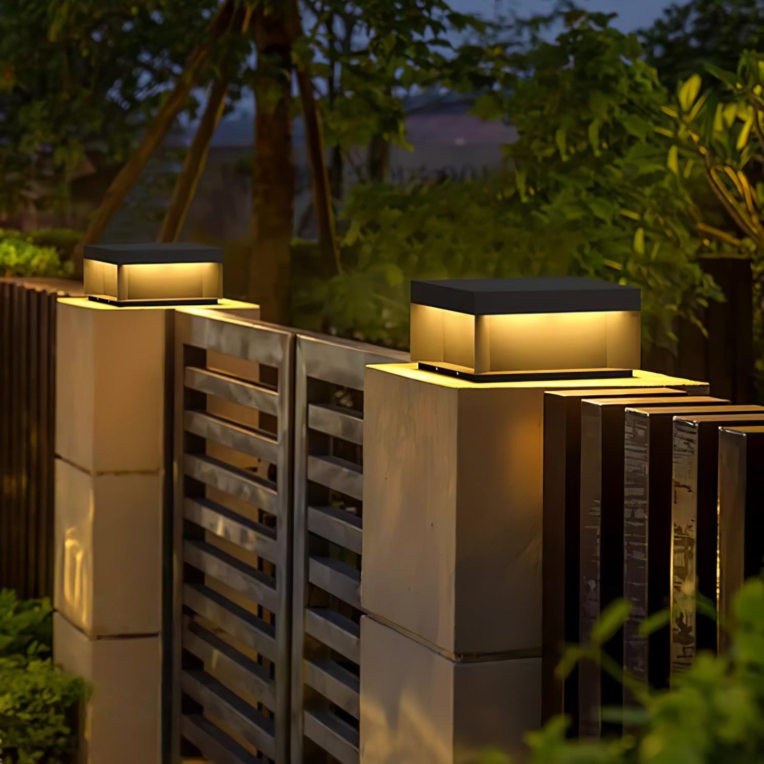Outdoor Black Box Lamp Post Lighting Lobby