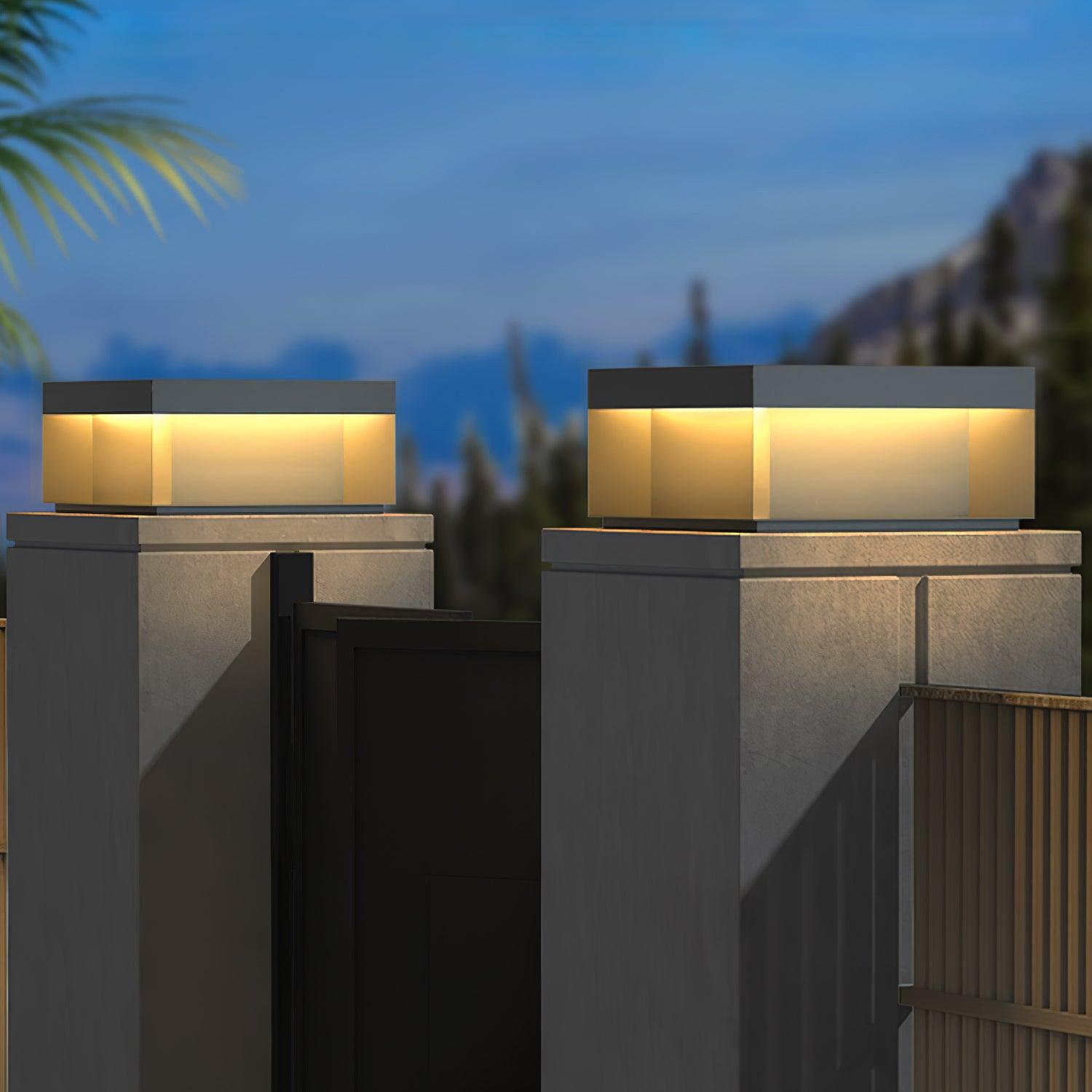 Outdoor Black Box Lamp Post Lighting Lobby