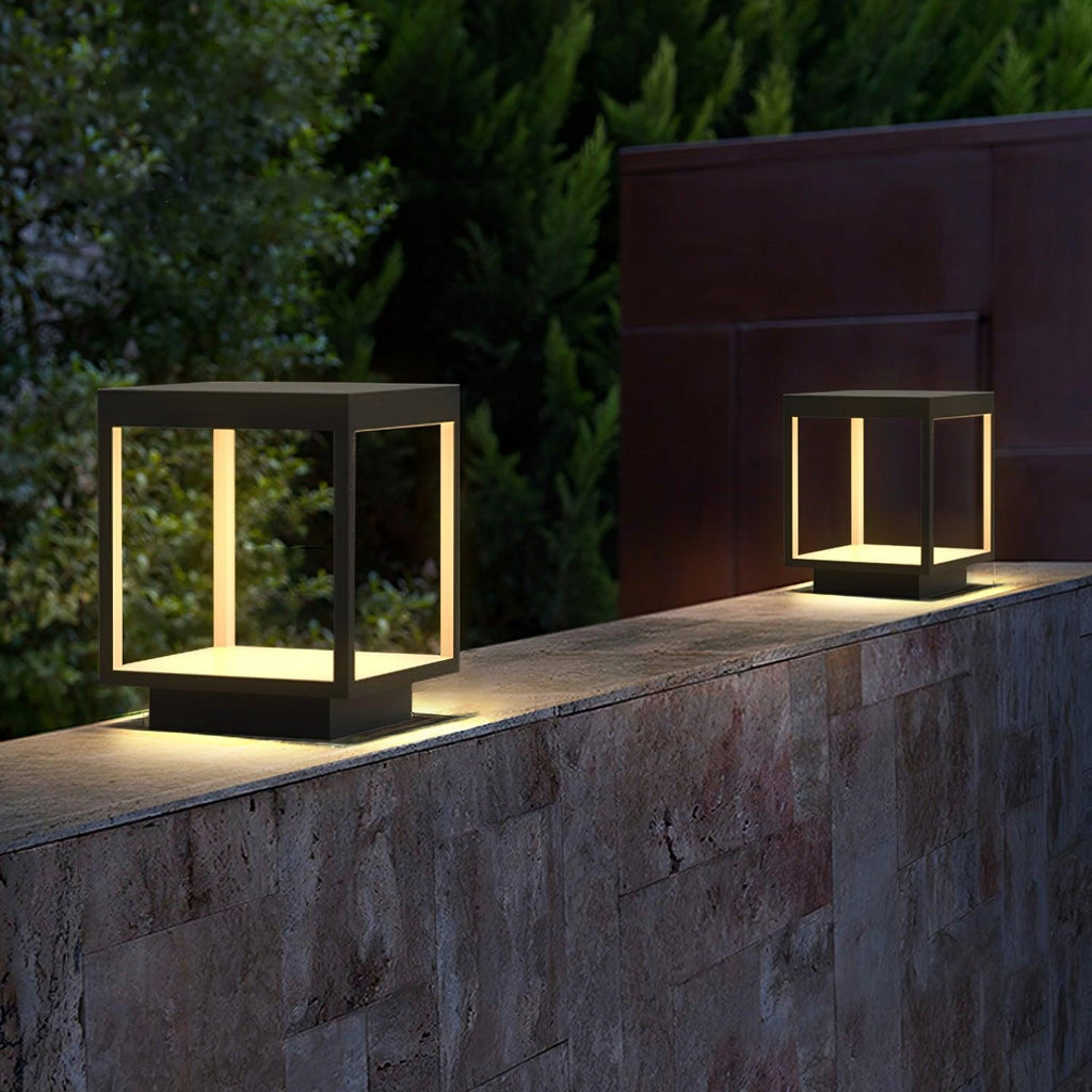 Outdoor Post Light With Square Frame Lighting Lobby