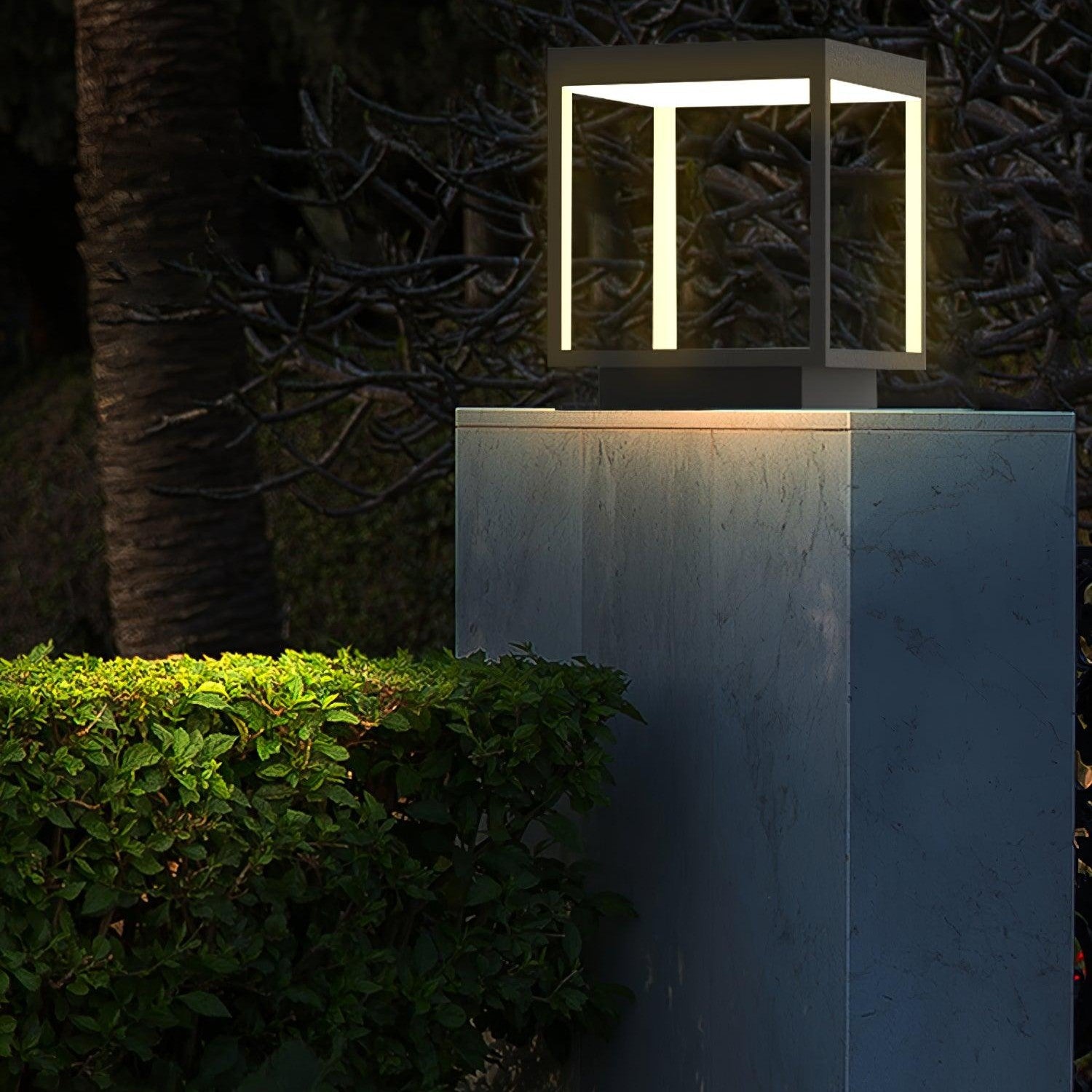 Outdoor Post Light With Square Frame Lighting Lobby