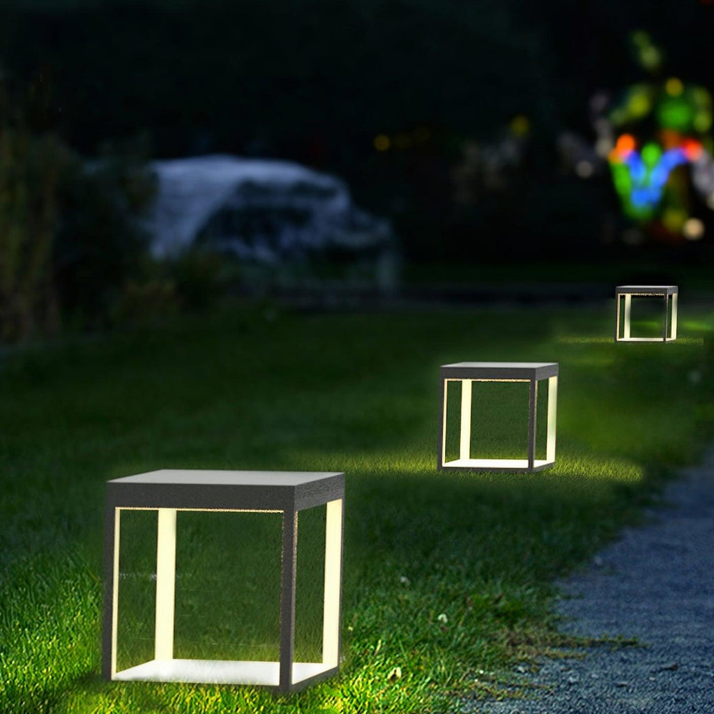 Outdoor Post Light With Square Frame Lighting Lobby