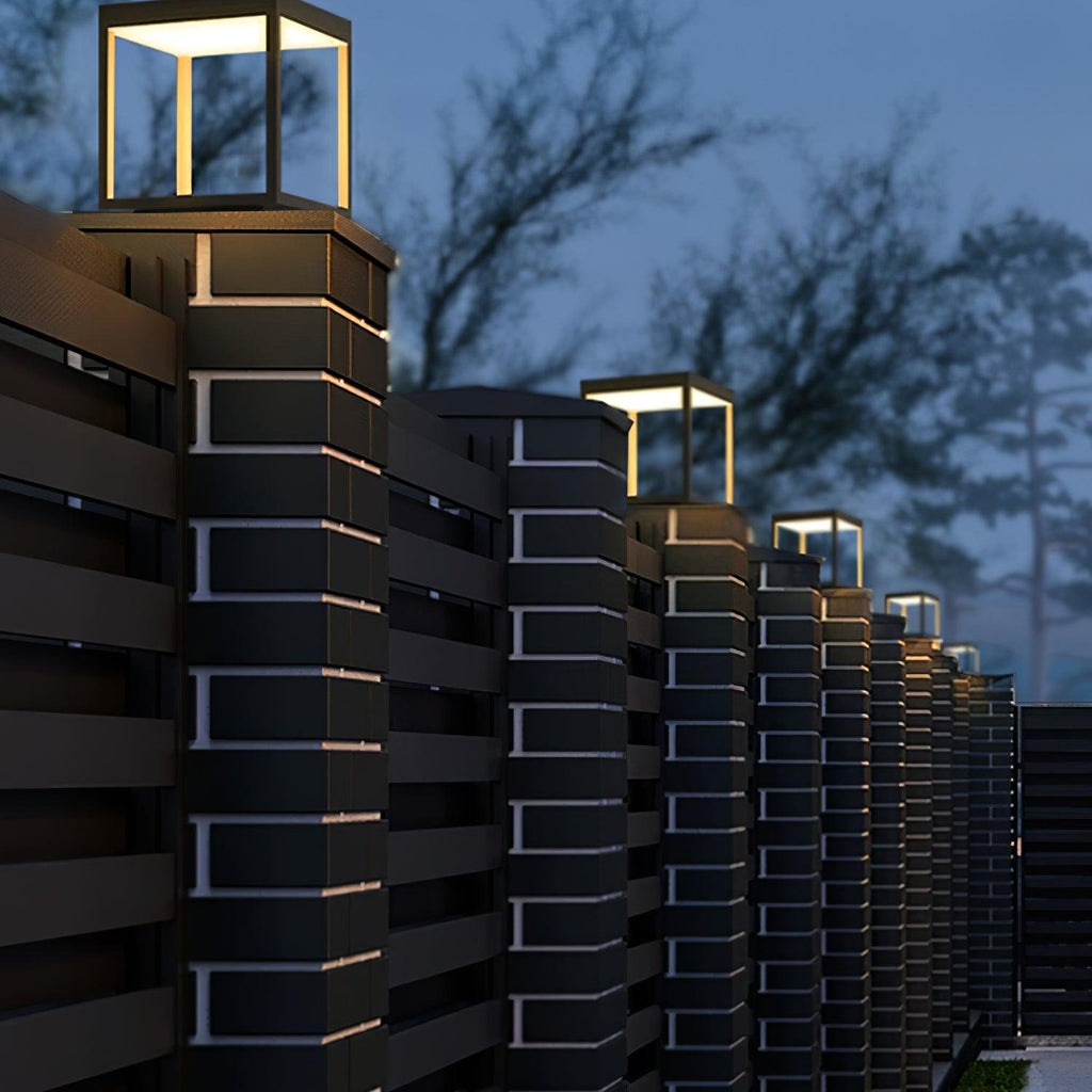 Outdoor Post Light With Square Frame Lighting Lobby