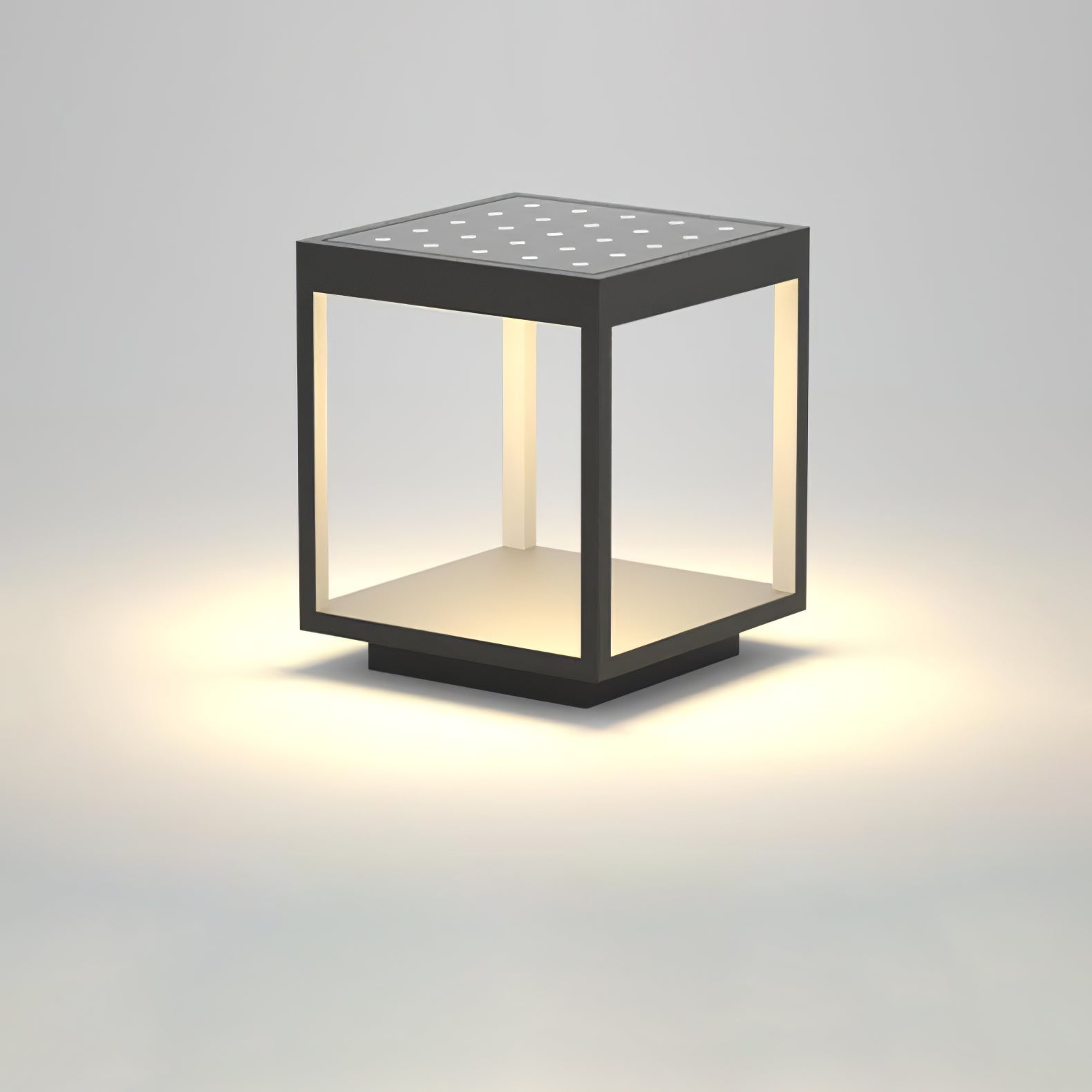 Outdoor Post Light With Square Frame Lighting Lobby