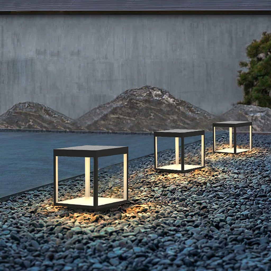 Outdoor Post Light With Square Frame Lighting Lobby