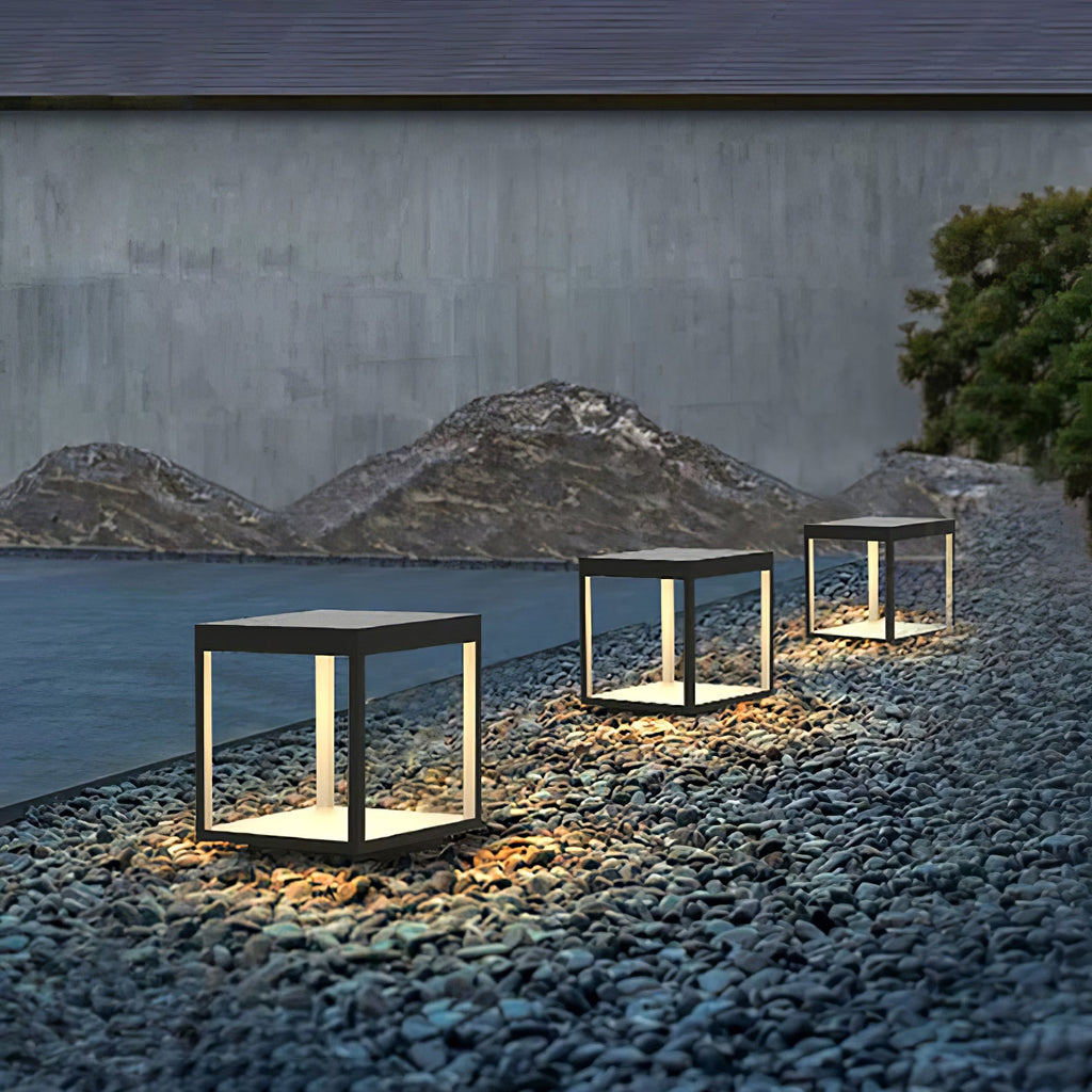 Outdoor Post Light With Square Frame Lighting Lobby
