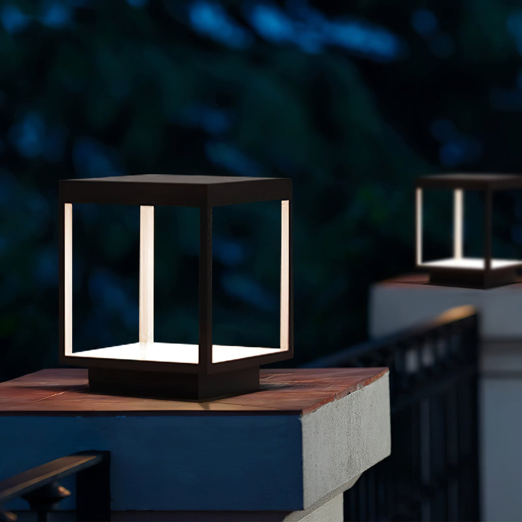 Outdoor Post Light With Square Frame Lighting Lobby