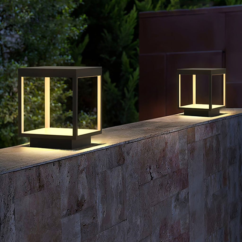 Outdoor Post Light With Square Frame Lighting Lobby